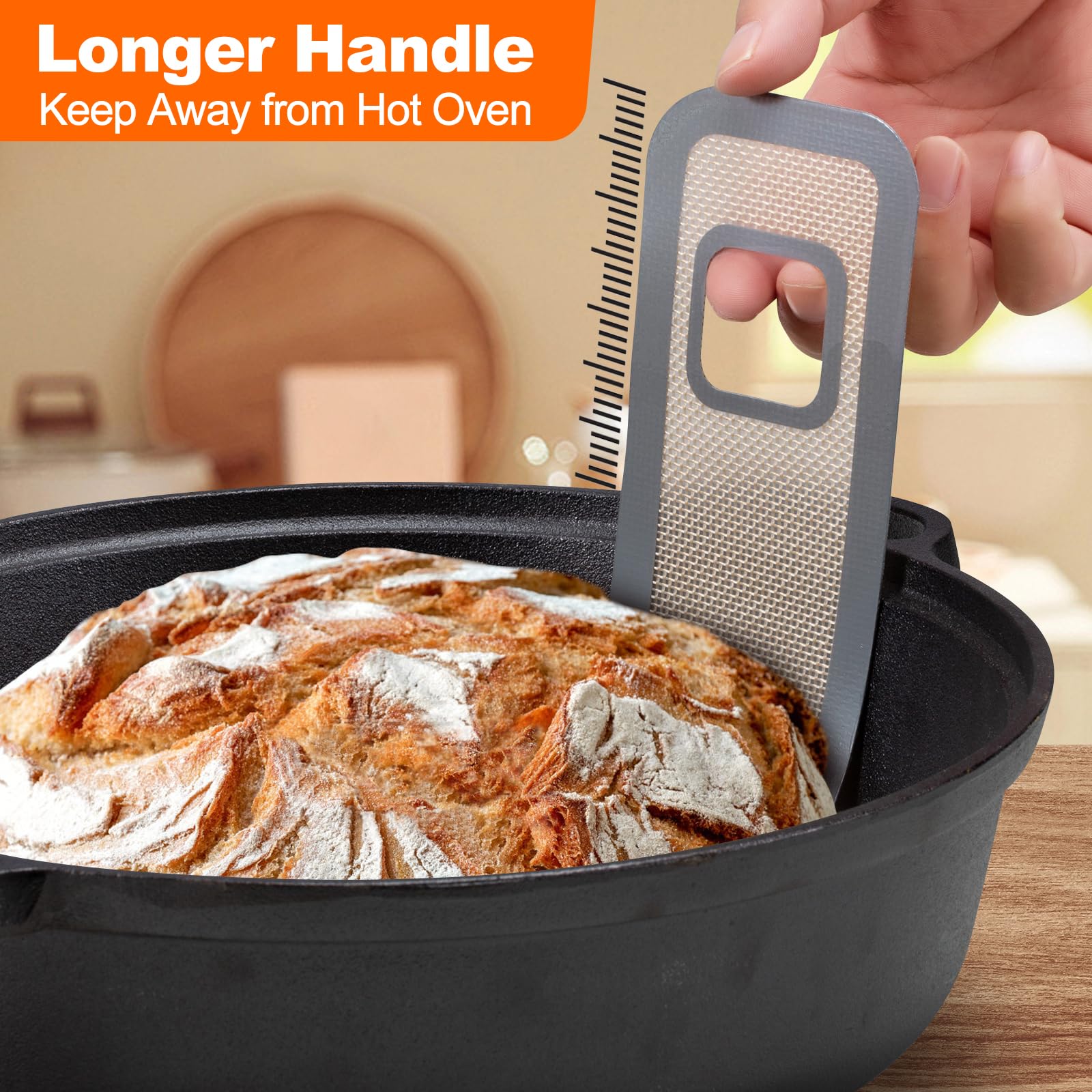 Non-Stick Silicone Bread Sling for Dutch Oven Baking - Extra Long Handles, Reusable & Easy Clean Bread Mat - Perfect for Artisan Sourdough, Homemade Bread & Baking Accessories (Gray, 1 Pack) - Ideal for Home Bakers & Bread Making Enthusiasts
