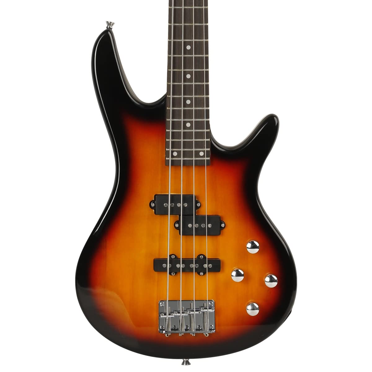 Electric Bass Guitar 4 Strings Full Size P Bass Beginner Kit - Black with Gig Bag, Strap & Cable (Sunburst) | Perfect for Beginners, Practice & Live Performances