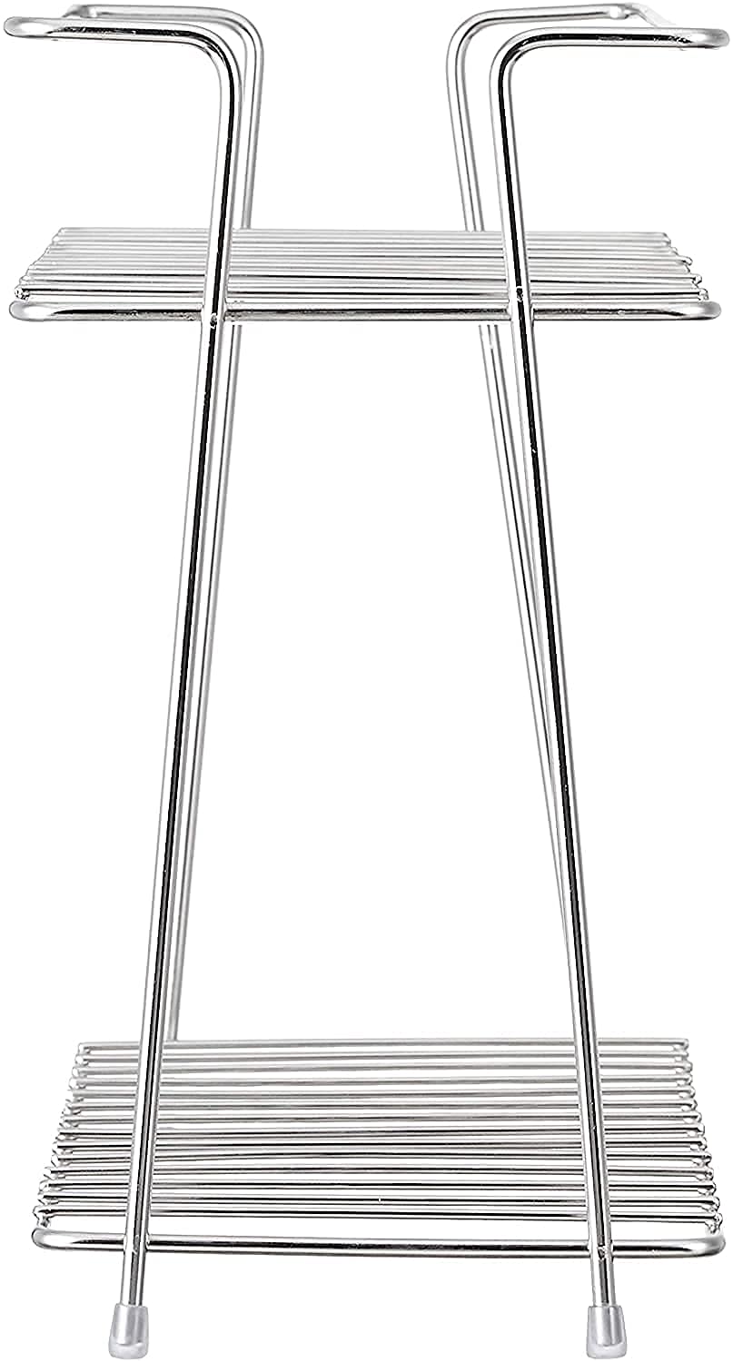 Stainless Steel Spice Organizer - 2-Tier Kitchen Storage Rack for Utensils & Dishes
