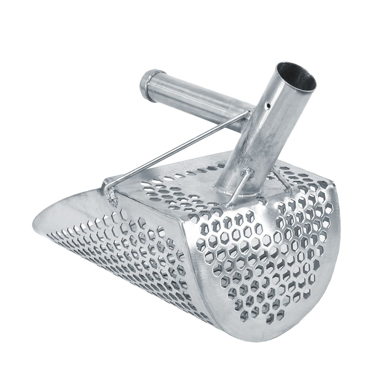 Dune Scoops Megalodon 12 x 8 Inch Heavy Duty Stainless Steel Sand Scoop with Welded Handle - Perfect for Beach Metal Detecting, Treasure Hunting & Gold Prospecting