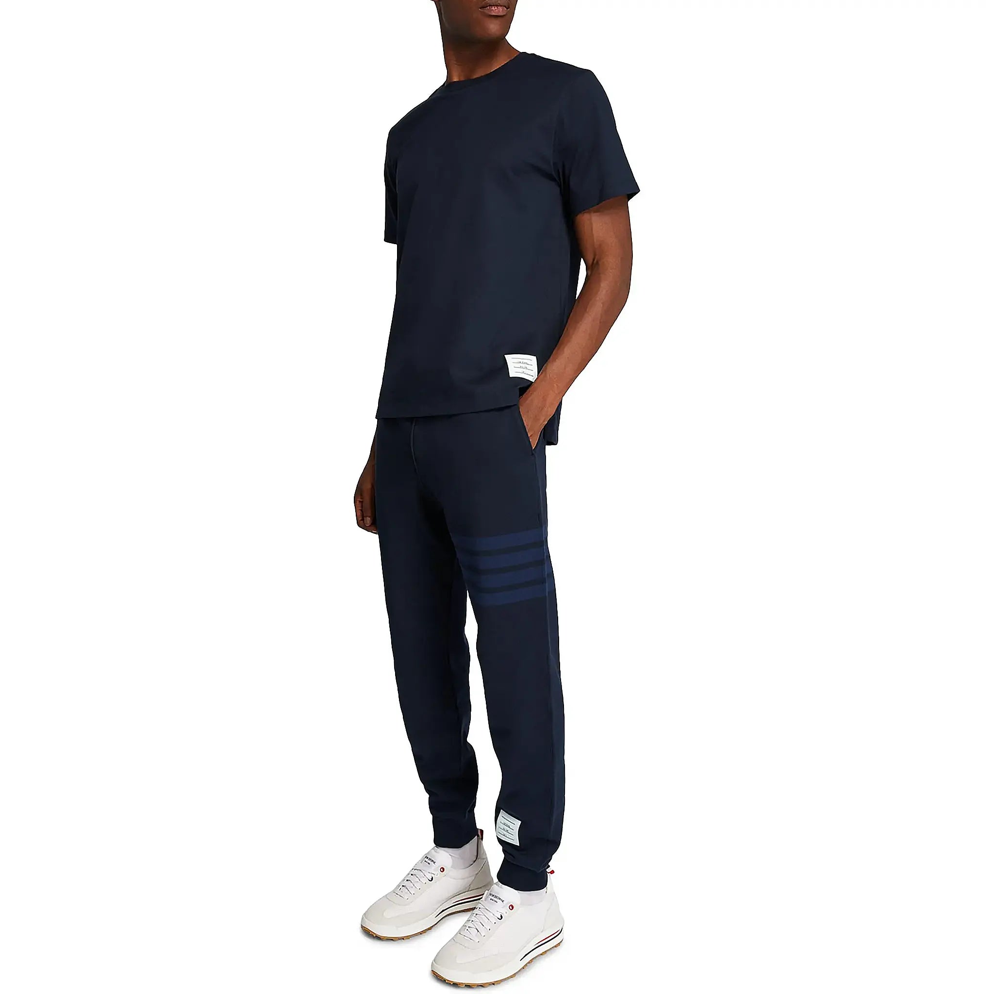 Thom Browne Classic Loopback 4-Bar Blue Sweatpants for Men - Premium Cotton Joggers for Casual Wear & Lounge Comfort