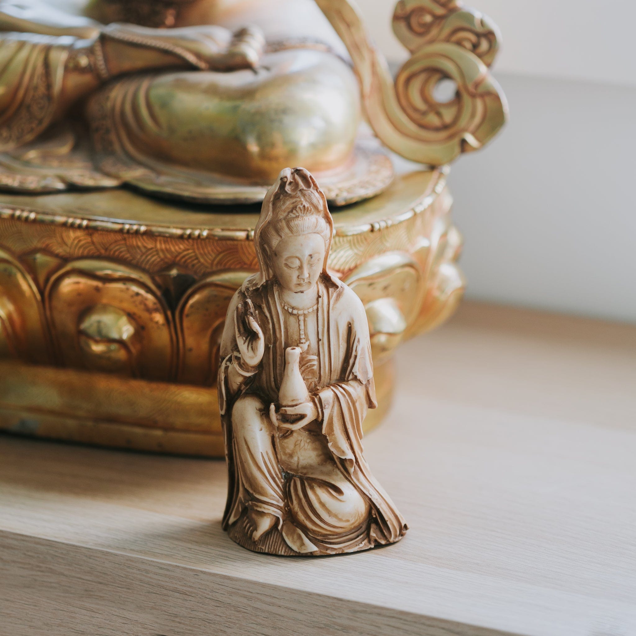 Guanyin Goddess of Compassion Statue - Handcrafted Buddhist Sculpture for Home Altar, Meditation Room & Spiritual Decor | Feng Shui Blessing Gift