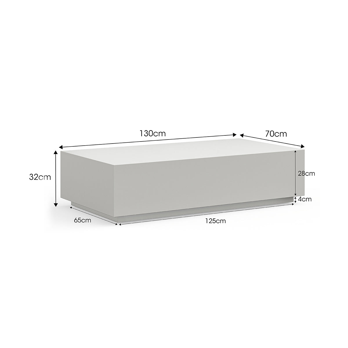 Modern Rectangular Concrete Coffee Table - Minimalist Industrial Style for Living Room, Lounge & Outdoor Patio