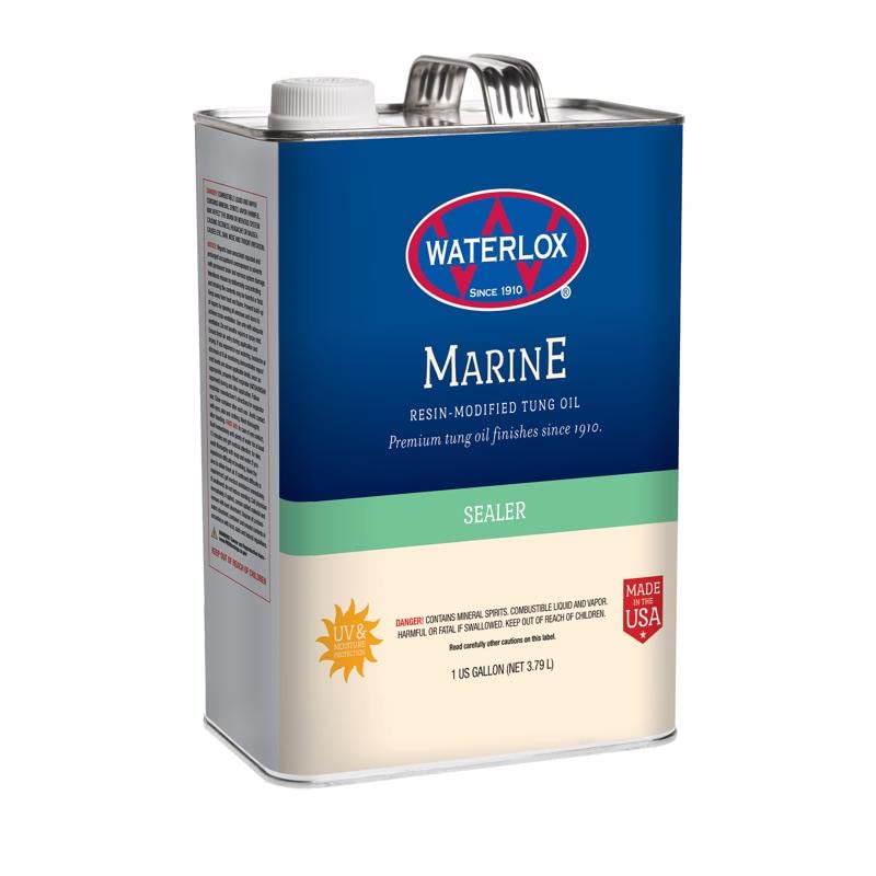 Waterlox Marine Sealer - Semi-Gloss Clear Oil-Based Wood Finish for Boats & Outdoor Furniture - 1 Gallon - Protects Against Water Damage & UV Rays - Ideal for Decks, Docks & Marine Applications