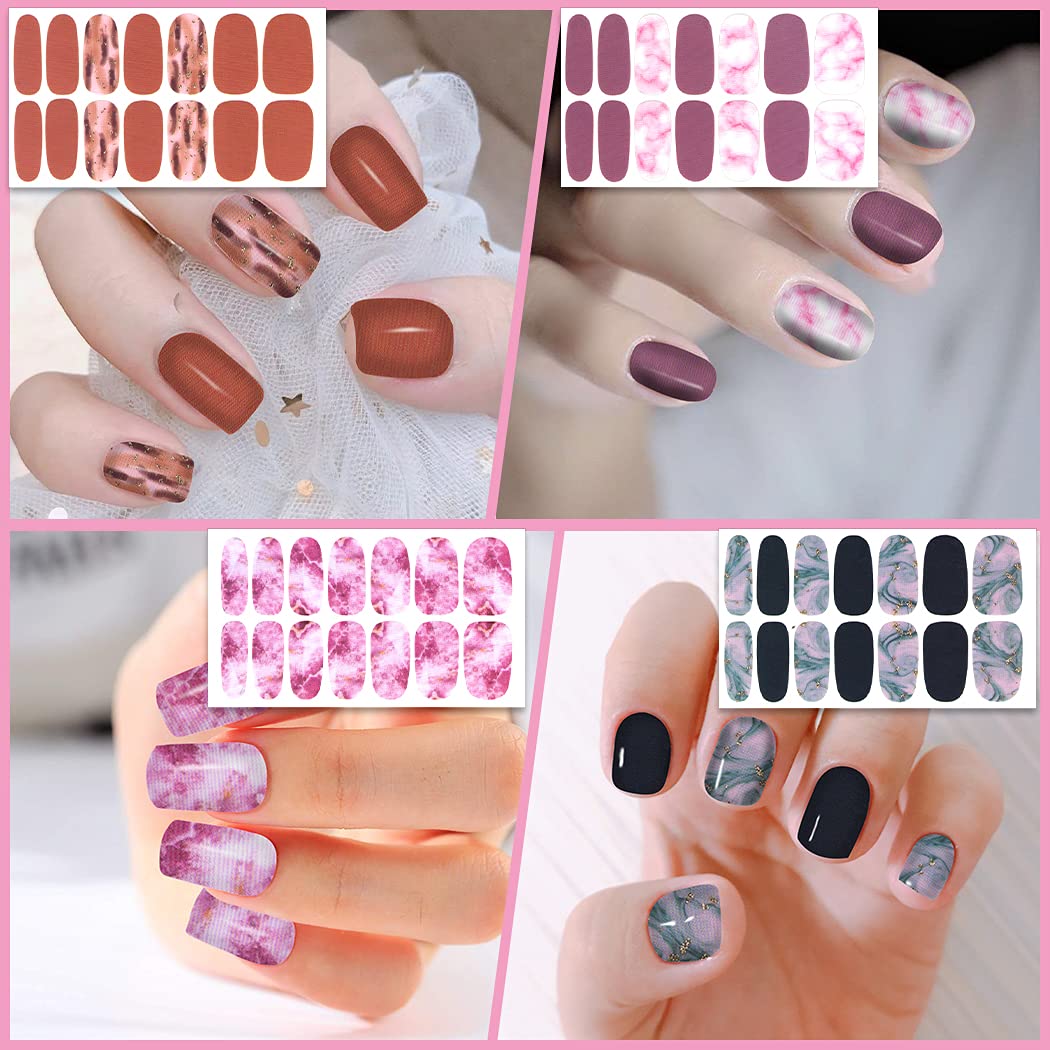 WOKOTO 20 Sheets Marble Nail Stickers - Press On Nail Polish Strips for Women, Gradient Nail Wraps with Nail File | DIY Salon-Quality Manicure at Home, Perfect for Parties & Special Occasions