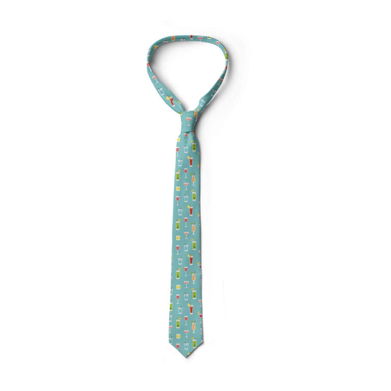 Ambesonne Men's Necktie - Party Beverages Pattern, 3.7