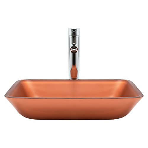 LEFEDA Rectangular Tempered Glass Vessel Sink - Matte Brown Bathroom Countertop Sink with Single Faucet Hole, Above Counter Basin for Vanity Cabinet | Modern Bathroom Upgrade for Home & Hotel Lavatory