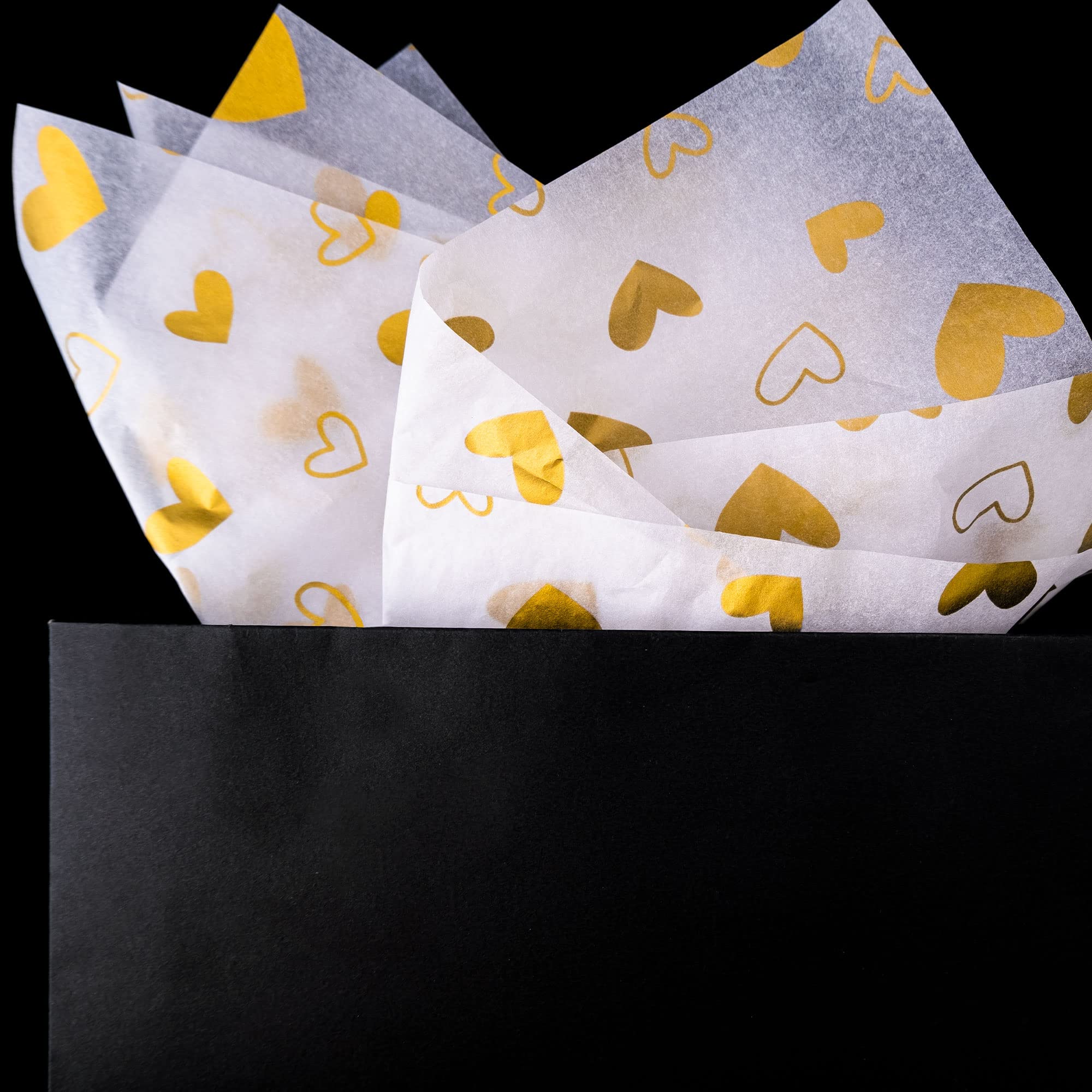 MR FIVE 100 Sheets Gold Heart Tissue Paper Bulk - 20