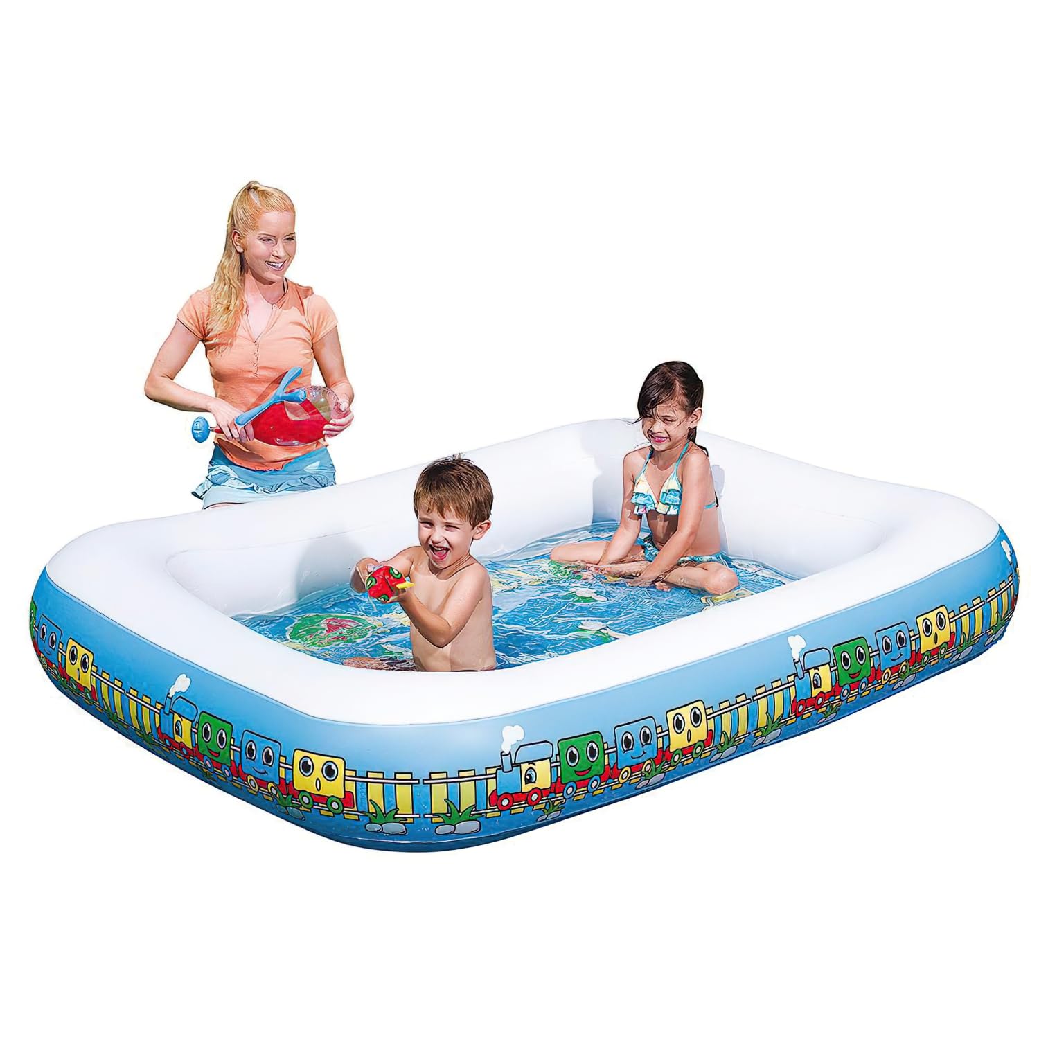 Bestway Splash and Play 1-2-3 Train Activity Pool for Kids - Inflatable Water Toy for Toddlers, Fun Outdoor Summer Swimming Pool Games, Backyard & Beach Water Play