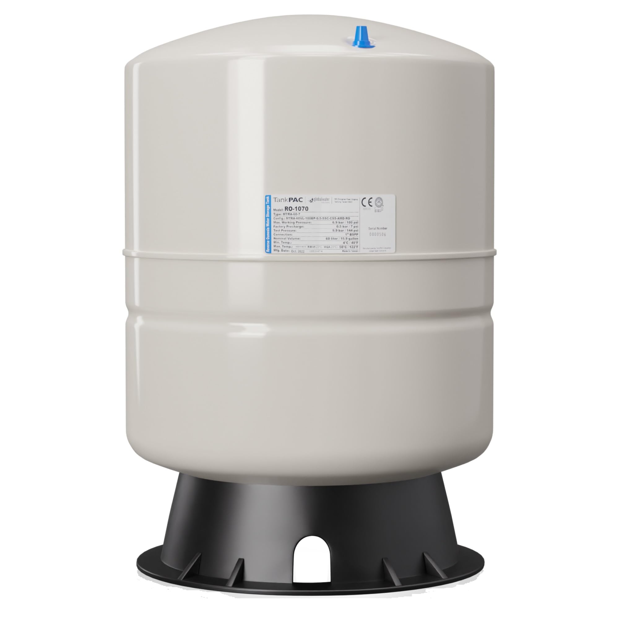14 Gallon Max Water Reverse Osmosis Storage Tank with Pre-Pressurized System - Perfect for Home, Office & RV Water Filtration Needs