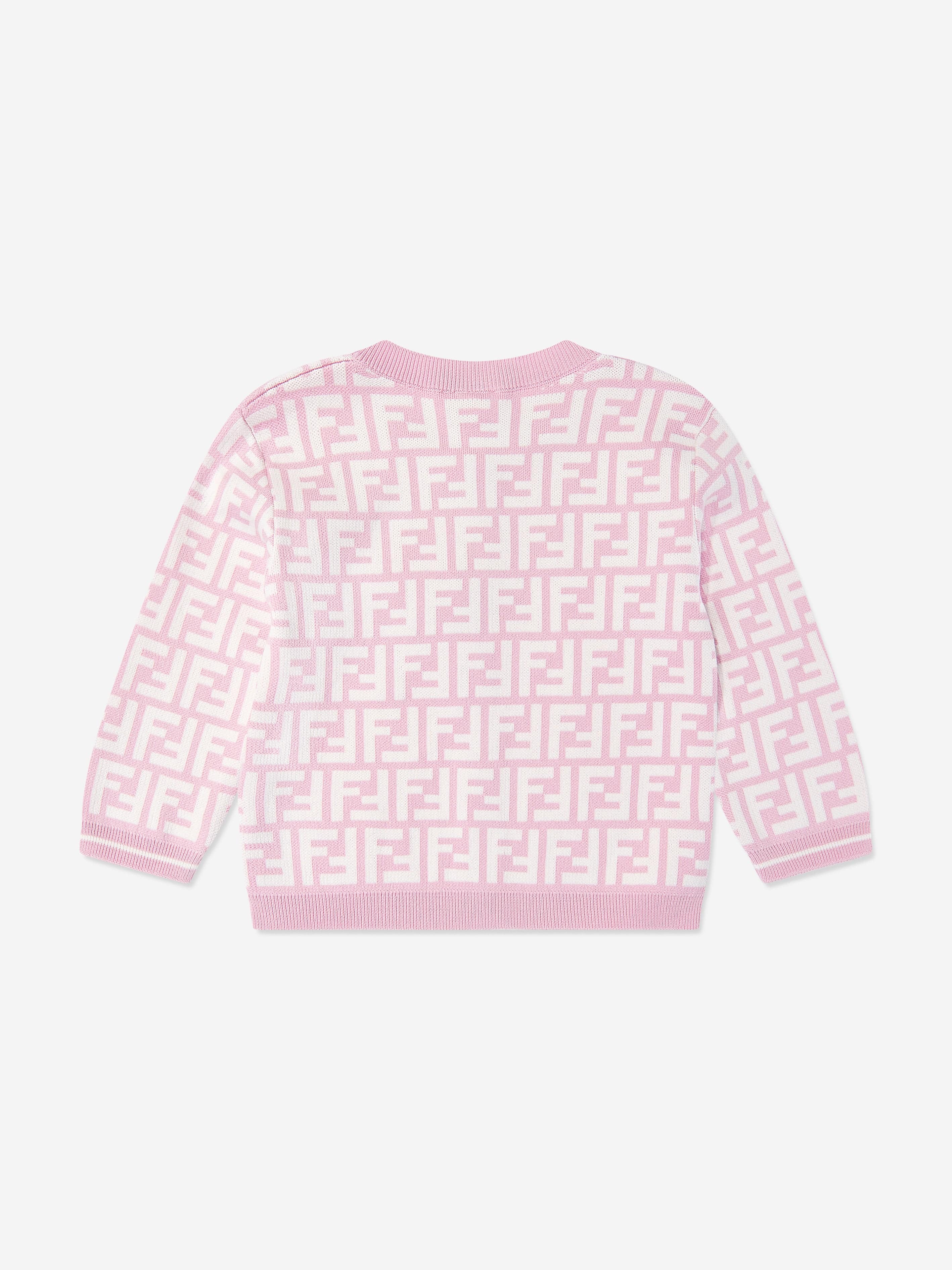 Baby Girls FF Logo Knitted Cardigan - Soft Pink Sweater for Toddlers | Perfect for Playdates, Photo Shoots & Special Occasions