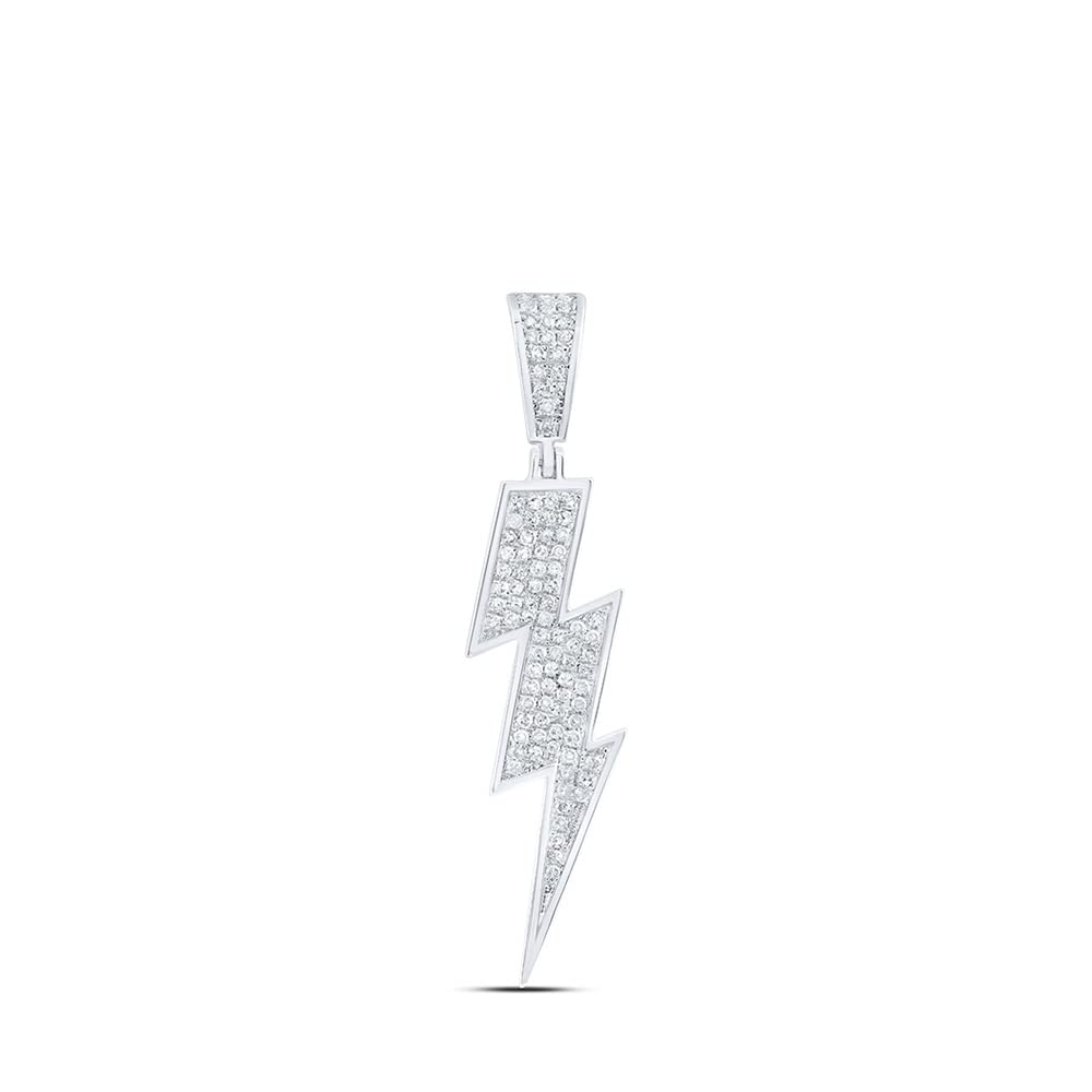 Dazzlingrock Sterling Silver Women's Round Diamond Thunder Bolt Lightning Pendant Necklace - 1/2 CTTW - Elegant Jewelry Gift for Her, Perfect for Birthdays, Anniversaries & Special Occasions