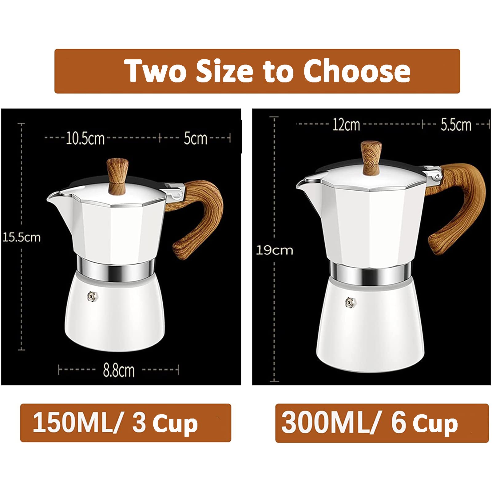 Modern MS Moka Pot - 6 Cup Stovetop Espresso Maker for Camping & Home Use