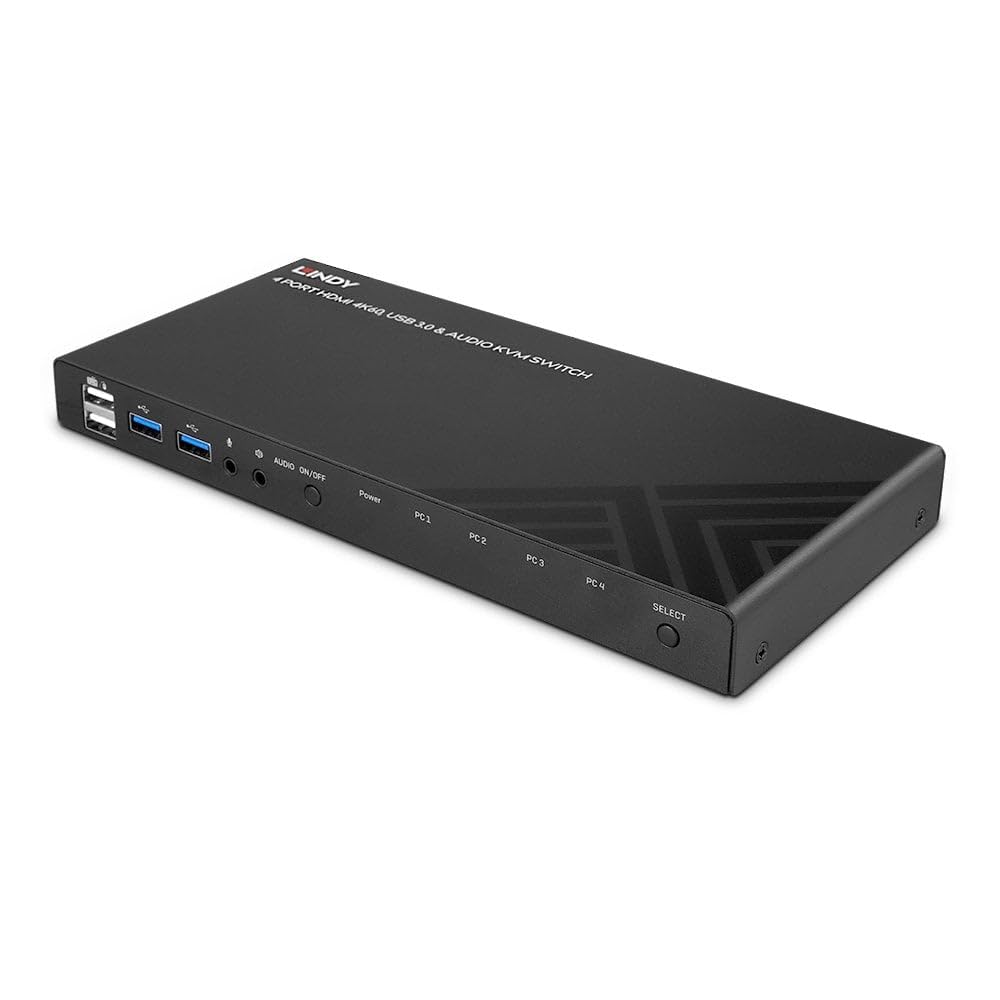 4K60 HDMI KVM Switch with 4 Ports, USB 3.0 & Audio Support - Perfect for Multi-Device Home Office & Gaming Setup