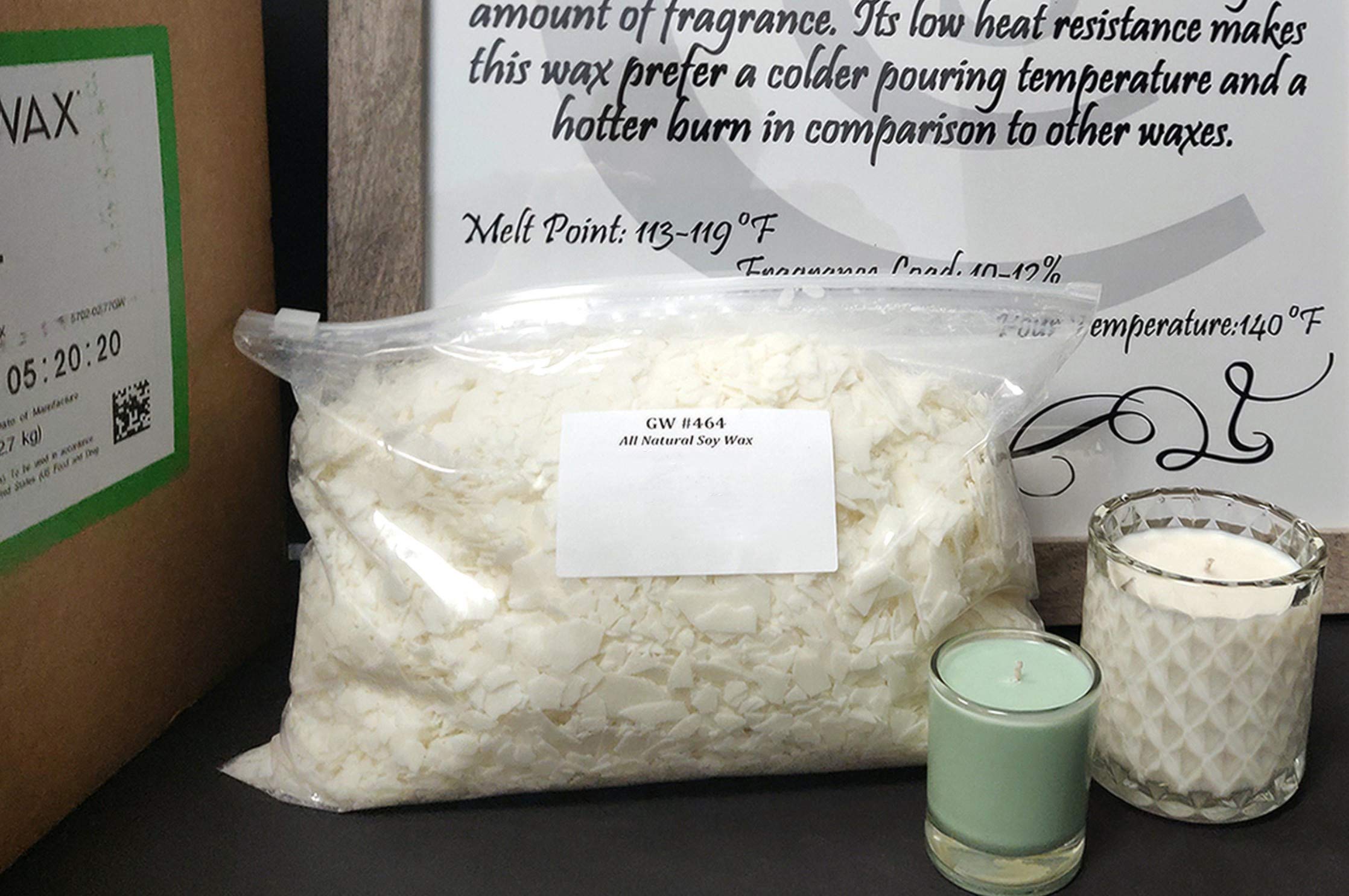 Golden Brand 464 Premium Soy Wax Flakes - 45 LB All Natural Candle Making Supplies for DIY Candles, Wax Melts & Home Fragrance - White GW-464 for Aromatherapy, Gifts & Relaxation