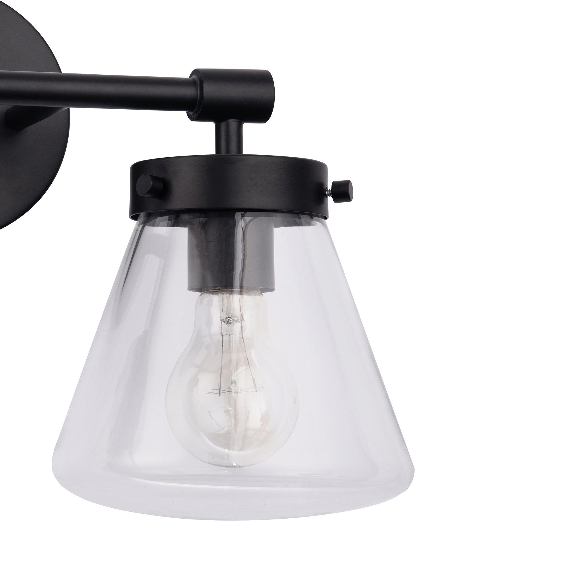 Gleam Modern Farmhouse 2-Light Vanity Light - Bathroom Wall Sconce for Mirror Lighting, Farmhouse Style Fixture with Clear Glass Shades, Perfect for Bedroom, Powder Room or Dressing Area