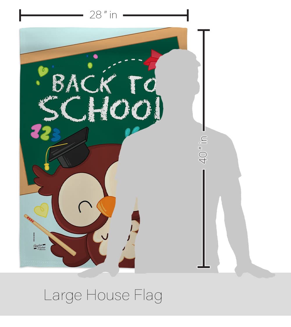 Whoo Back to School Double-Sided House Flag Set - Eagle Design for Classroom Decor, Teacher & Student Gifts, First Day of School Supplies - Perfect for Yard, Garden & Bus Decorations (Made in USA) - Ideal for Back-to-School Celebrations, Teacher Appreciation & Classroom Themes
