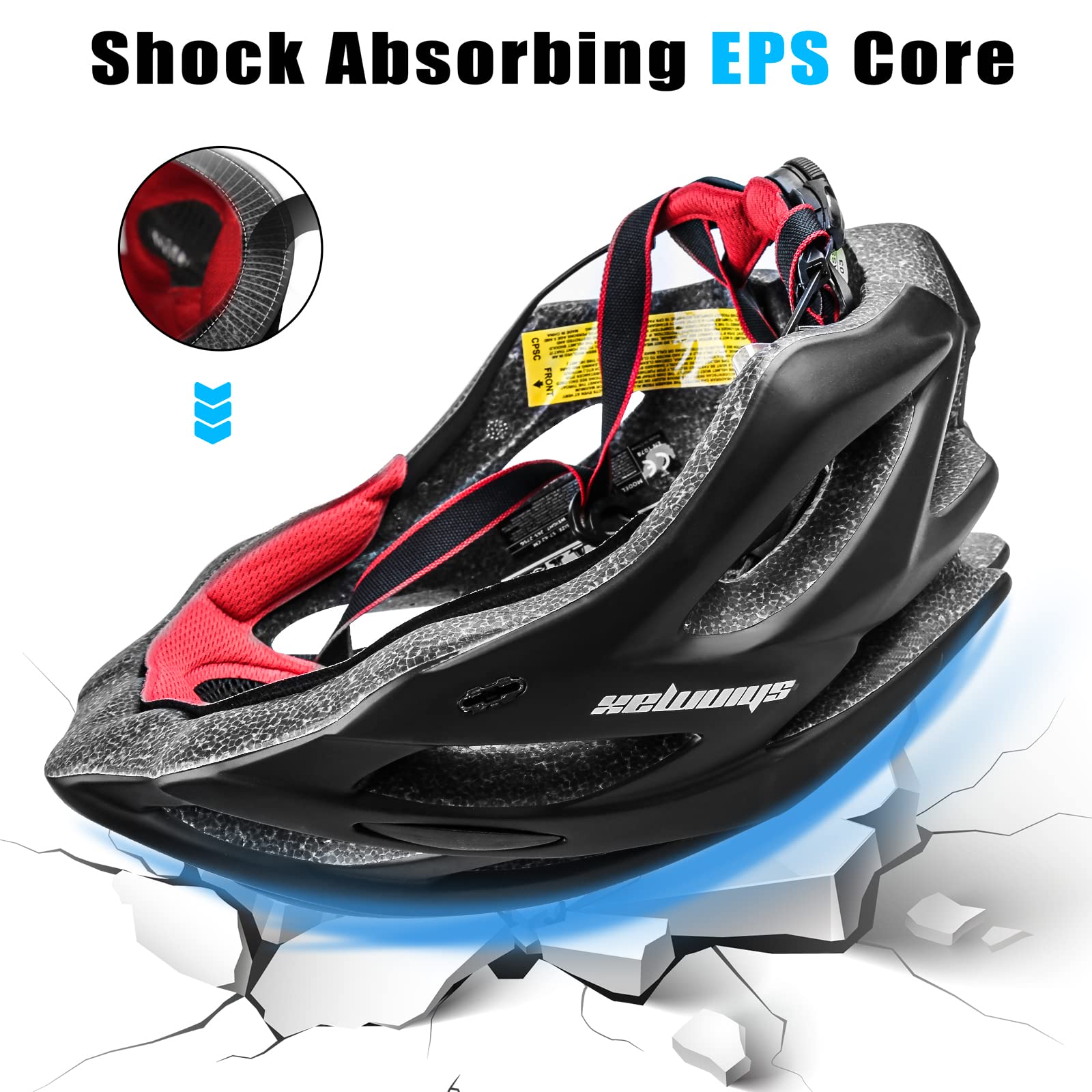 **Shinmax Adjustable Bike Helmet for Men & Women - Lightweight Mountain & Road Cycling Helmet with Rear Light & Detachable Visor - CPSC Certified for Adults & Youth - Perfect for Commuting, Trail Riding & Urban Cycling**