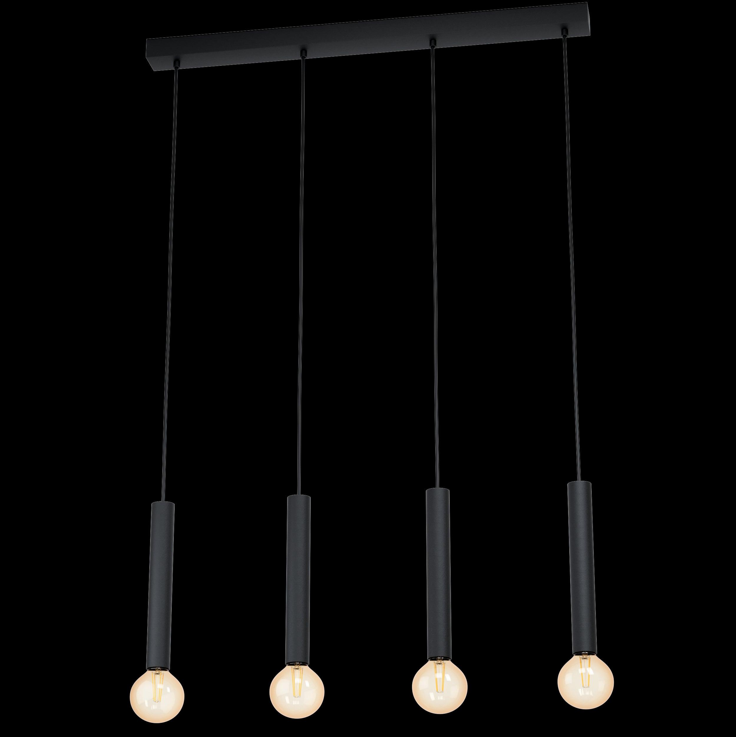 Eglo Cortenova Black Metal 4-Light Ceiling Pendant - Modern Industrial Lighting Fixture for Dining Room, Kitchen Island & Living Room Decor