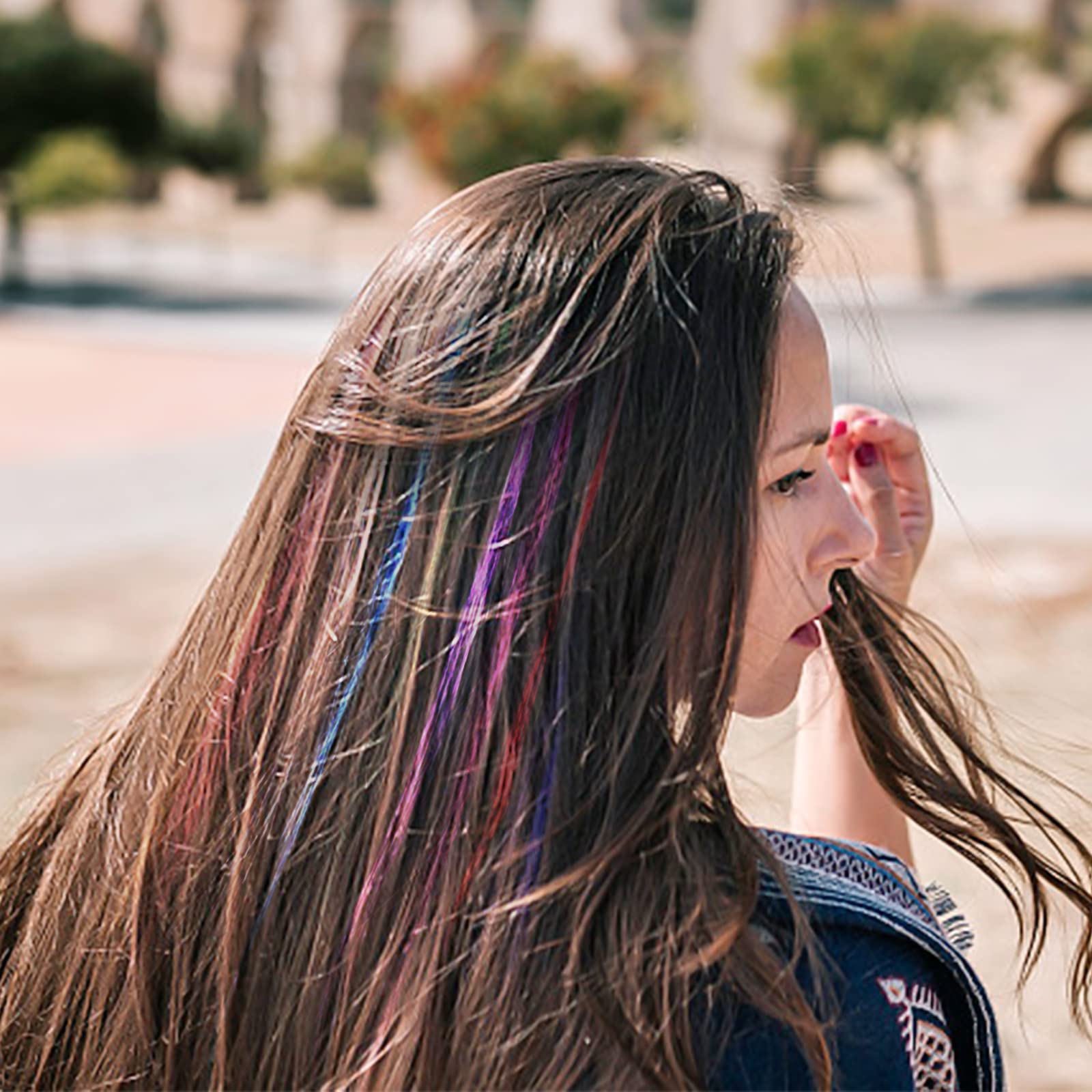 Nyamah Hair Tinsel Glitter Extensions - 6 Color Pack of Sparkling Hair Bling Strands for Parties, Festivals & Special Events | Shimmering Hair Highlights for Women & Girls | Perfect for Weddings, Raves & Cosplay