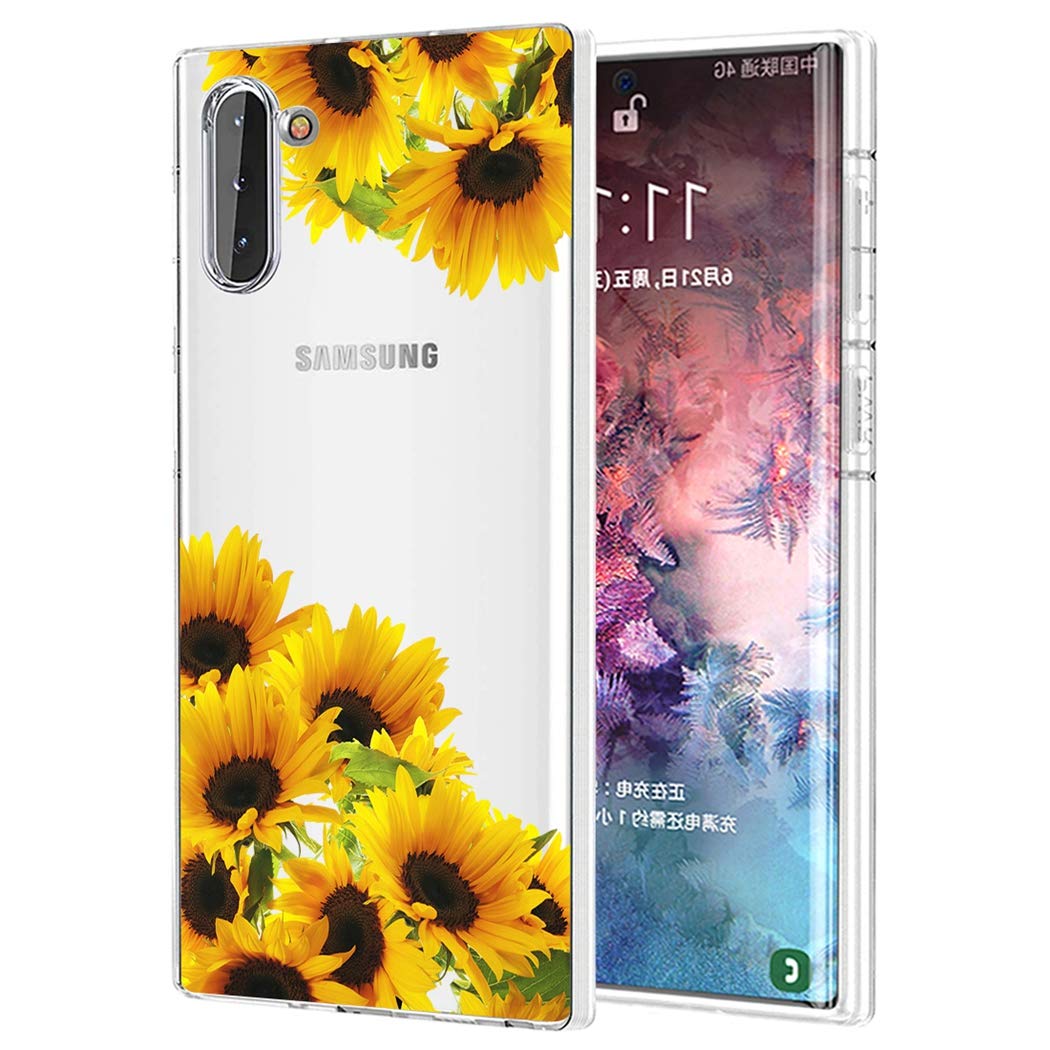 **Samsung Galaxy Note 10 5G Case - Cute Clear Sunflower TPU Protective Cover for Women & Girls | Slim Shockproof Soft Phone Case for Everyday Use & Travel**