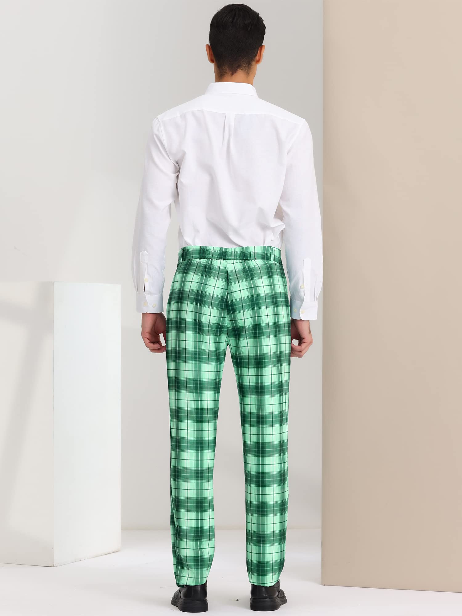 Lars Amadeus Men's Checkered Dress Pants - Flat Front Regular Fit Plaid Slacks for Work, Prom & Business | Office Wear, Formal Events & Professional Occasions