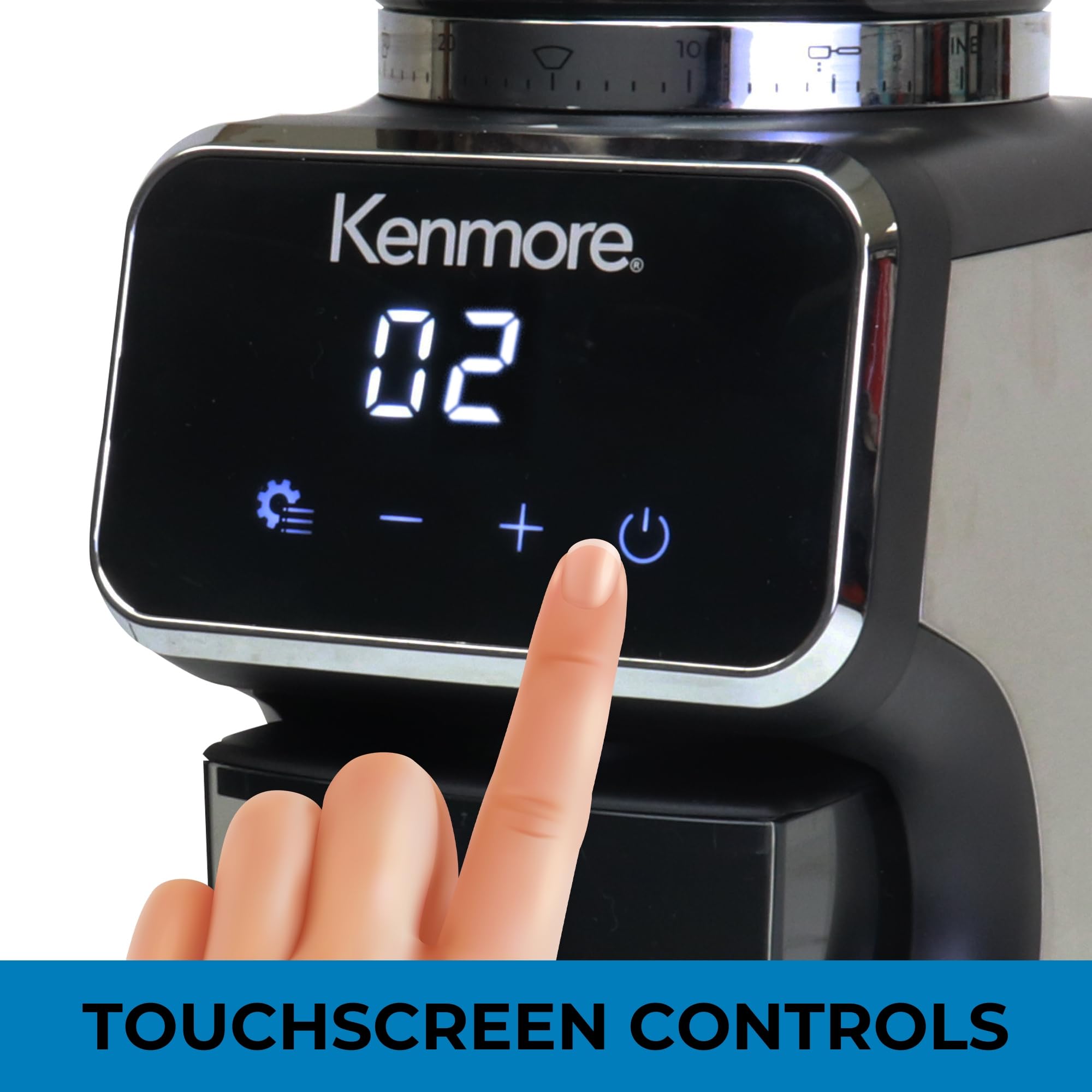 Kenmore Conical Burr Coffee Grinder - 30 Precise Grind Settings for Espresso, French Press, Drip Coffee & Spices, Digital Dosing Control, Perfect for Home Brewing & Kitchen Use