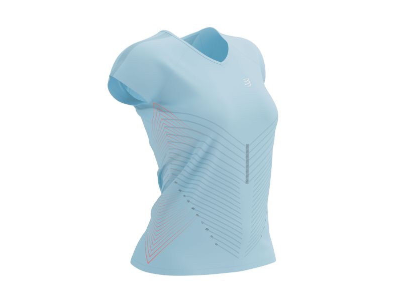 Compressport Women's Performance Short Sleeve T-Shirt - Moisture Wicking Athletic Top for Running & Workouts - Aqua/Hot Pink - Perfect for Gym, Yoga & Outdoor Activities