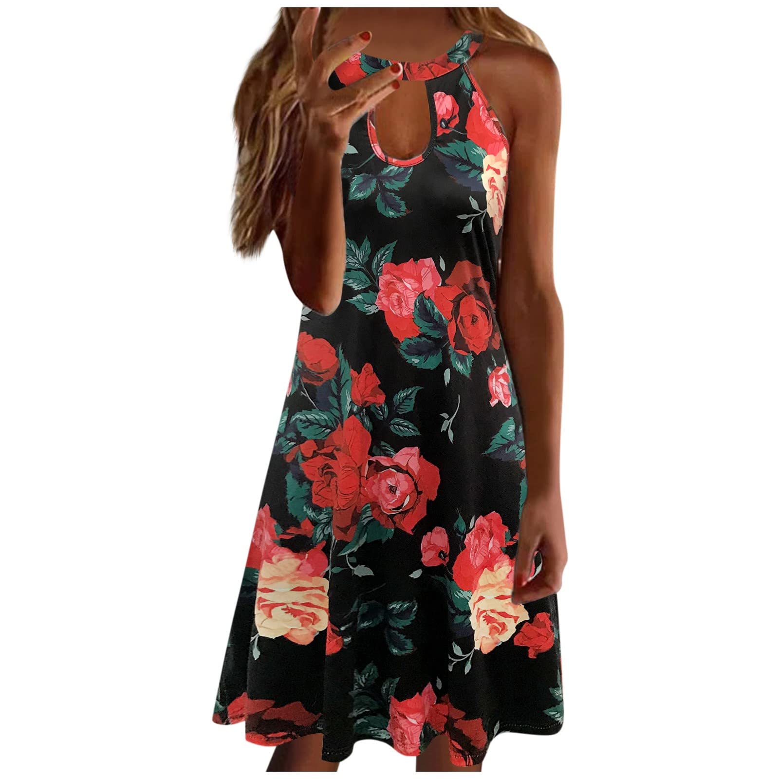Women's Summer Sun Dresses 2023 - Floral Printed Sleeveless Casual Cocktail Dress | Perfect for Beach Vacations, Garden Parties & Outdoor Brunch