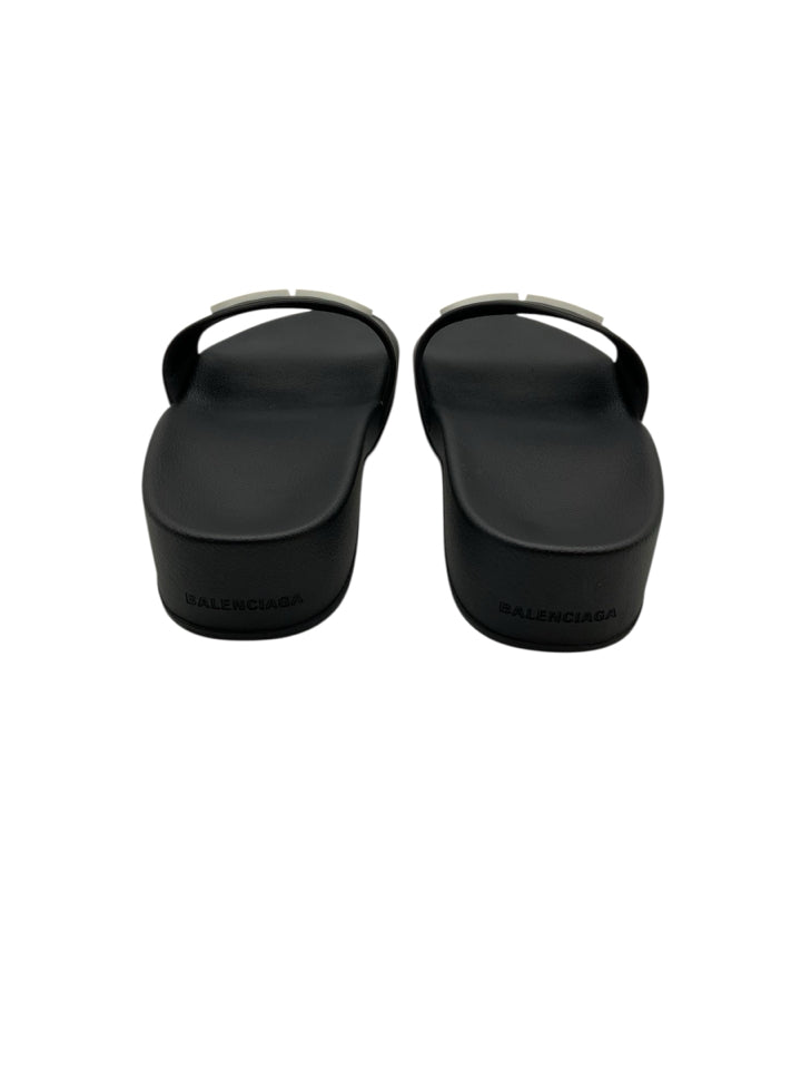 Balenciaga Women's Pool BB Wedge Slides Sandals - Size 38 (US 8) | Comfortable Designer Wedge Heel Slides for Beach, Pool, and Summer Outfits