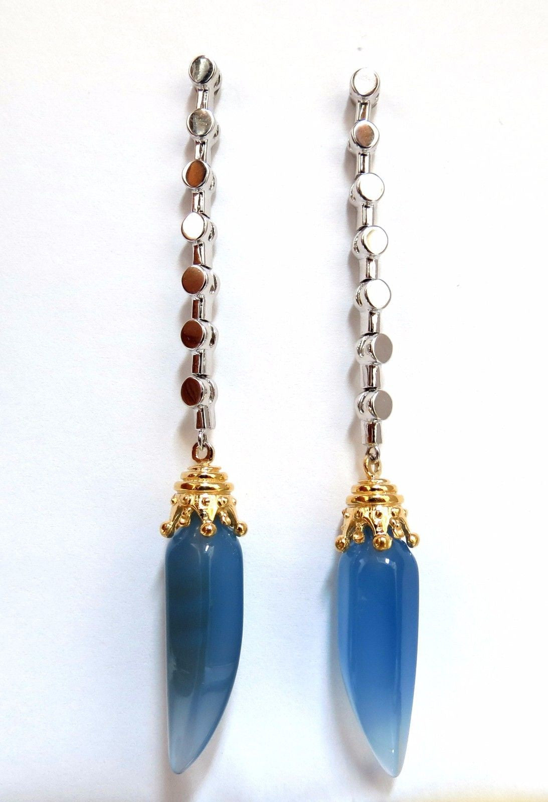 Natural Chalcedony Dangle Earrings in 14K Gold - Elegant Handmade Jewelry for Women, Gift for Her, Birthday, Anniversary, Wedding & Special Occasions
