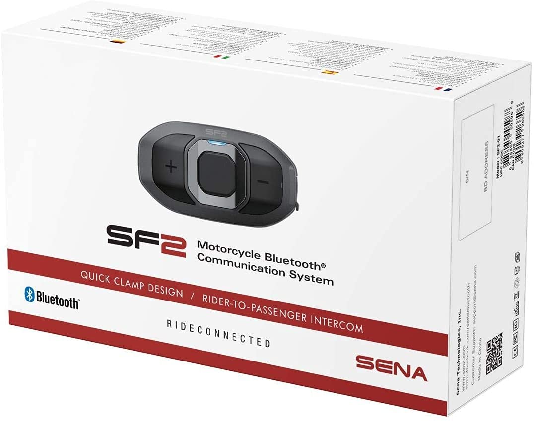 Sena SF2 Motorcycle Bluetooth Headset - Dual Pack with HD Speakers & Noise Control for Bike Riders | Perfect for Group Riding, GPS Navigation & Hands-Free Calls on the Road