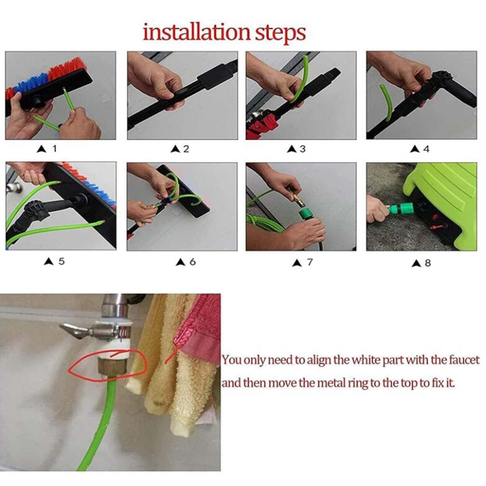 Telescopic Extension Pole Cleaning Kit - 3.6M to 10.8M Adjustable High-Density Alloy Window Cleaning Pole with Rinse Bar & Brush - Professional Window Washer Combo for Indoor/Outdoor Use - Perfect for Cars, High Windows, and Hard-to-Reach Areas (7.2M/24FT) - Ideal for Home Cleaning, Commercial Buildings, and Vehicle Maintenance