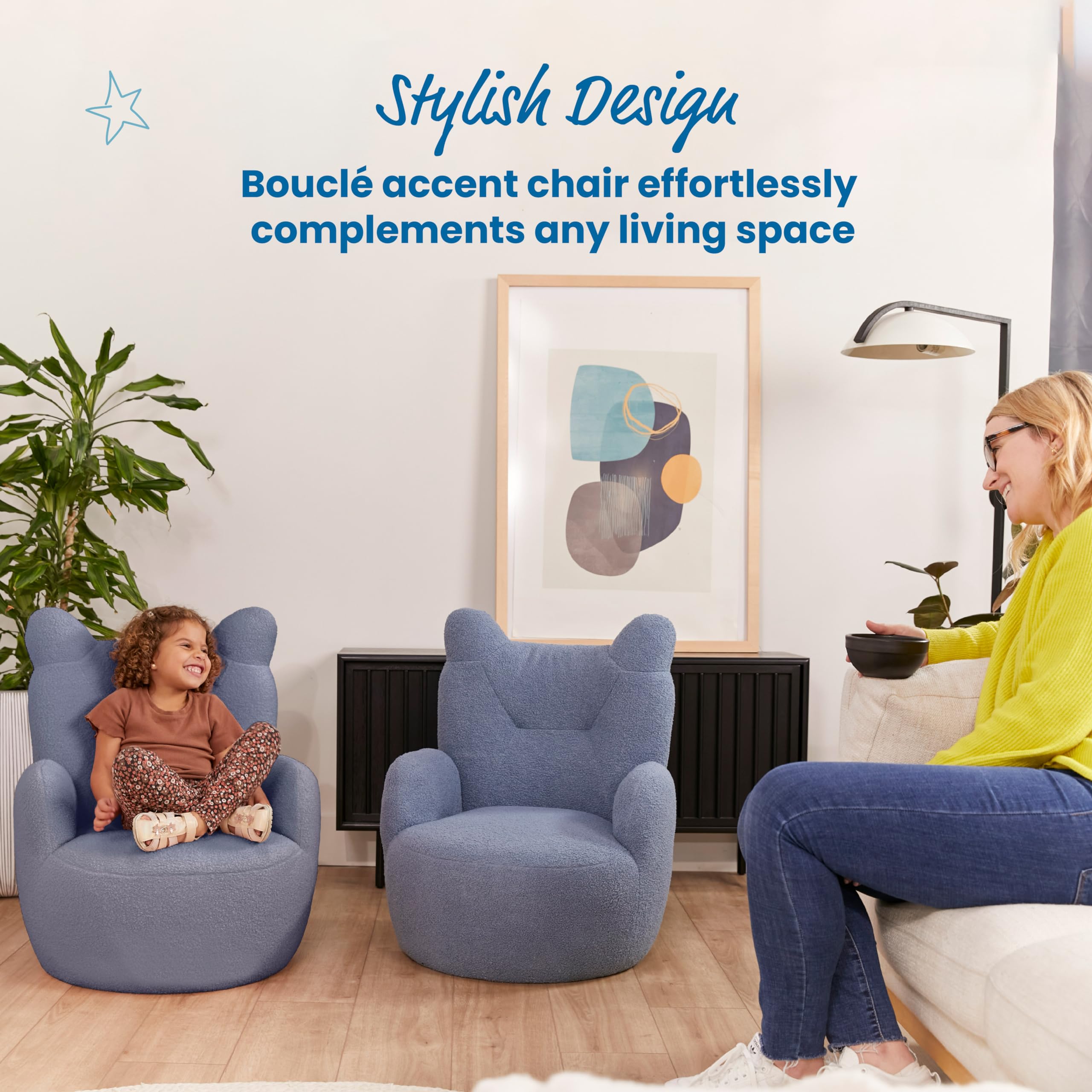 ECR4Kids Soft Teddy Bear Chair for Kids - Peacock Blue, Comfortable & Durable Children's Furniture for Playroom, Bedroom, or Reading Nook