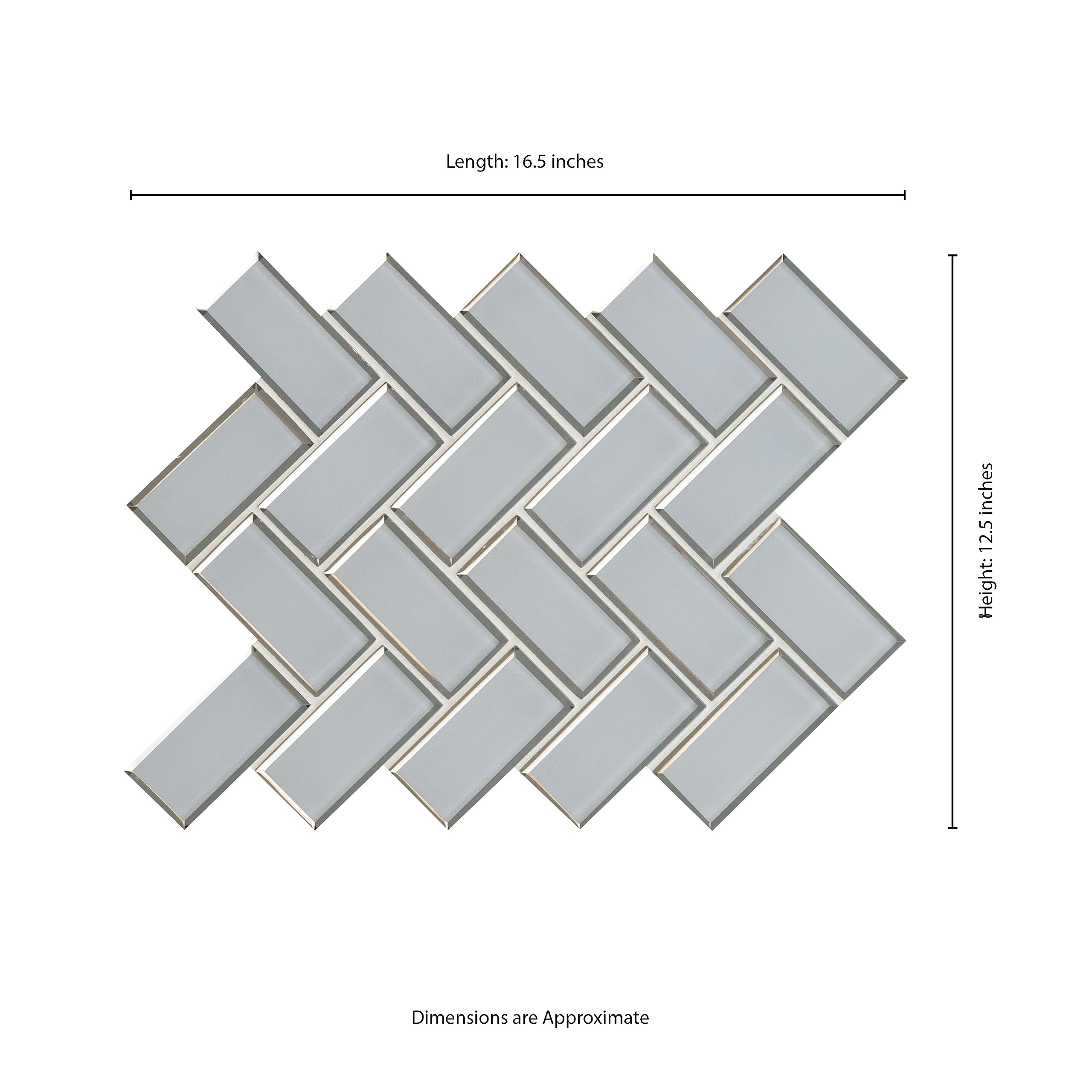 MSI Ice Bevel Herringbone Glass Mosaic Tile 13.86