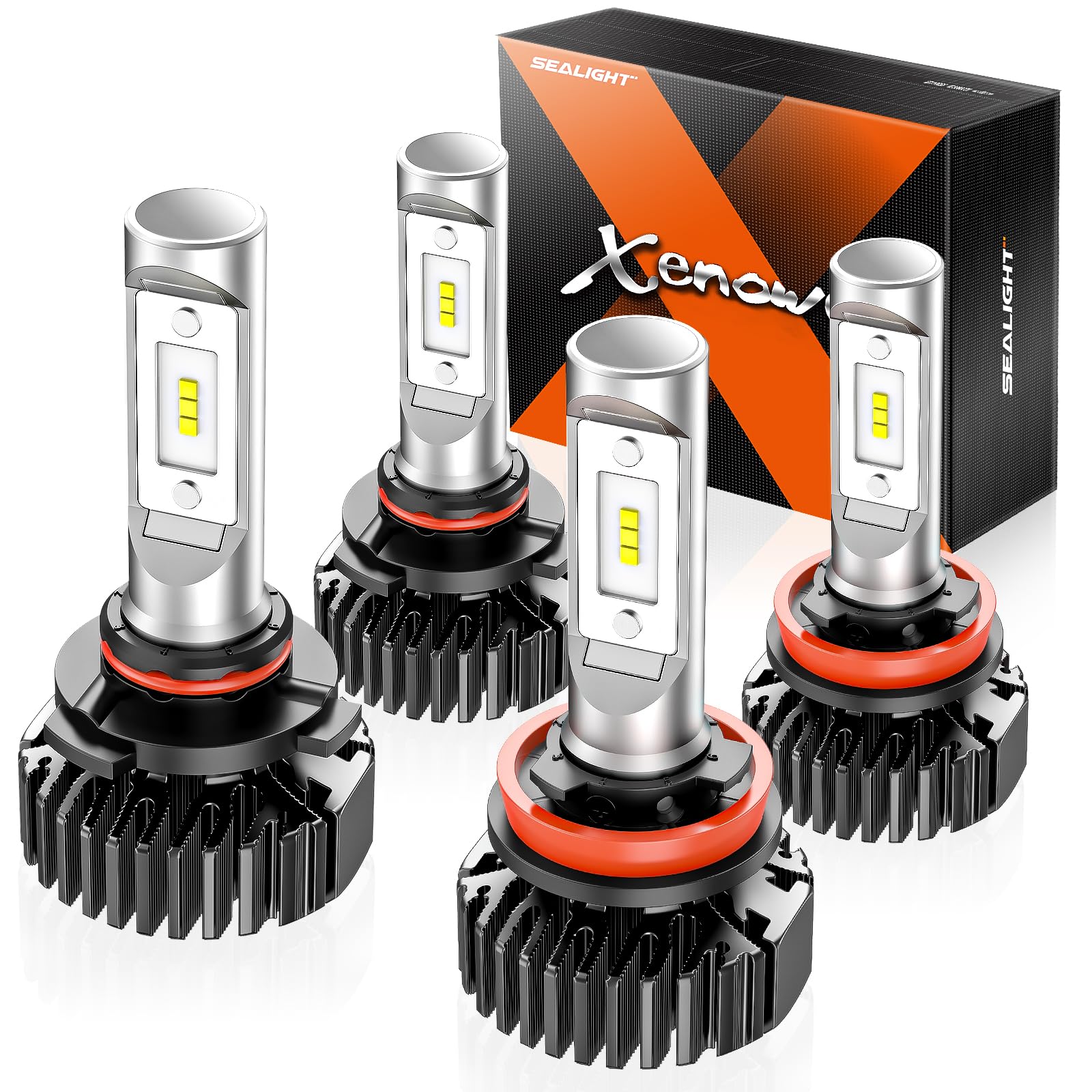 SEALIGHT 9005/HB3 H11/H8/H9 LED Fog Light Bulbs - 60,000LM High Brightness, Plug and Play Installation, Non-Polarity Design for Wider Driving Vision - Perfect for Cars, Trucks, SUVs, and Powersports Vehicles (Pack of 4) - Ideal for Foggy Conditions, Night Driving, and Off-Road Adventures