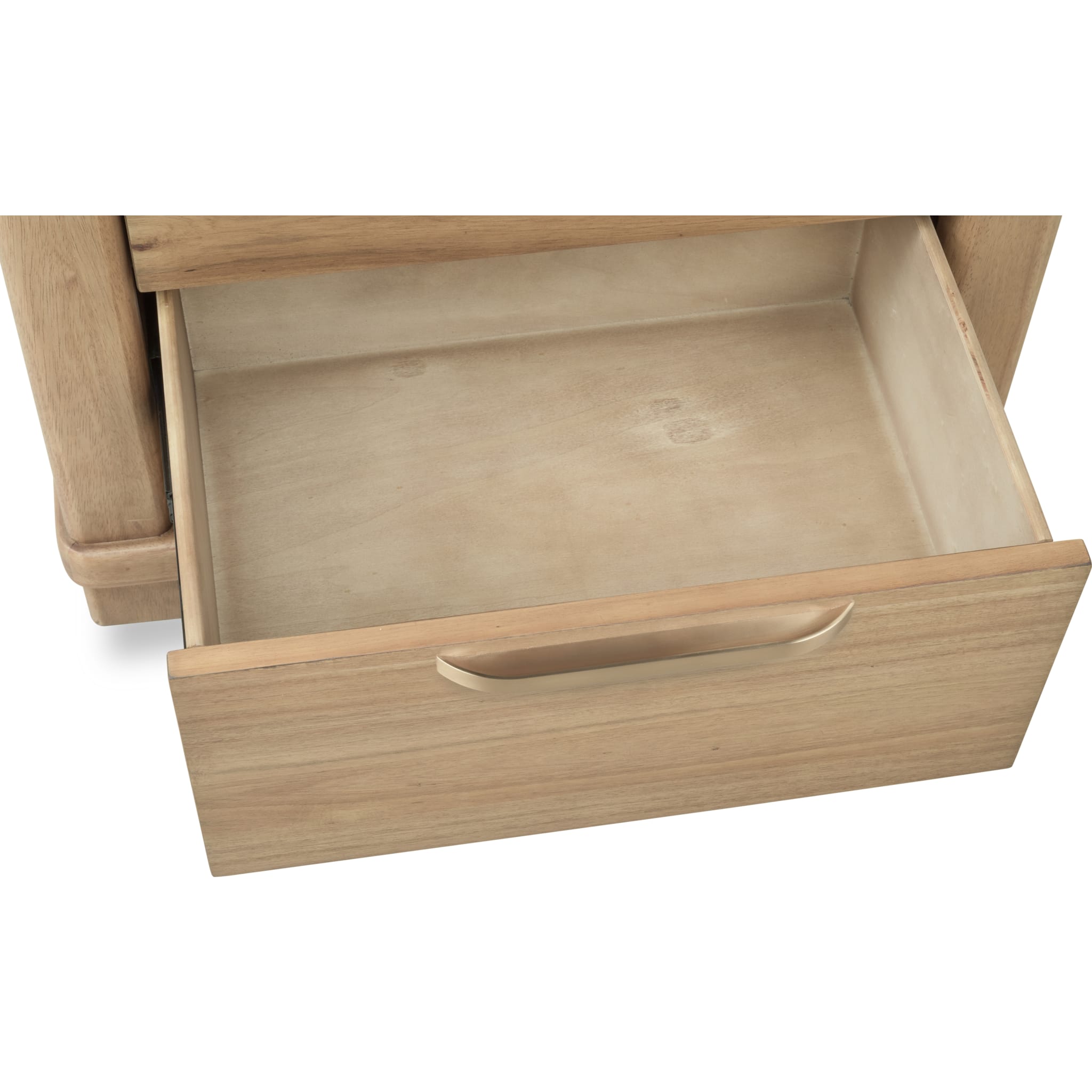Kione Two Drawer Acacia Wood Nightstand - Lioness Finish Bedside Table for Bedroom, Living Room & Guest Room - Solid Wood End Table with Storage