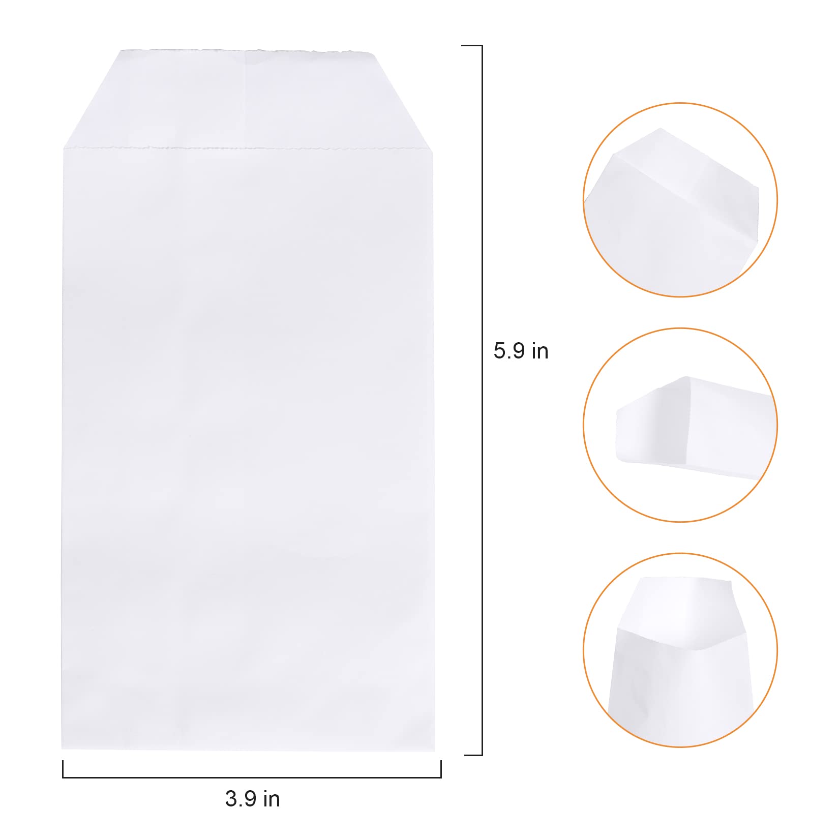 Florskoye 100-Pack White Kraft Paper Treat Bags 4x6 Inch - Small Gift Bags for Candy, Cookies, Donuts, Popcorn | Sandwich & Snack Bags | Party Favors, Jewelry Packaging & Craft Supplies (3.9x5.9 Inches) - Perfect for Birthday Parties, Weddings, Baby Showers & Retail Merchandising