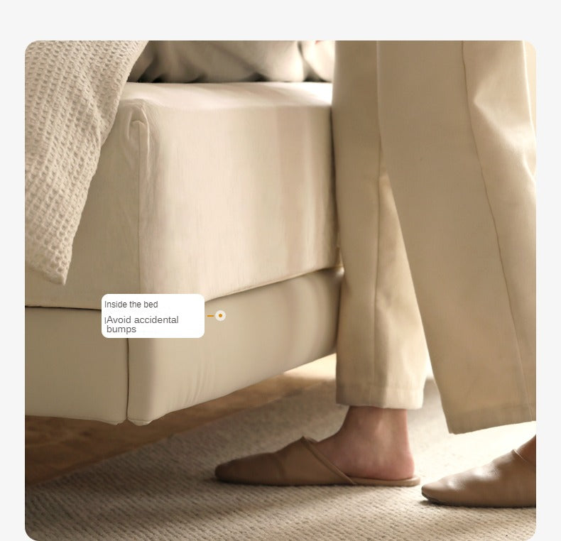 Organic Leather Suspended Bed Frame in Cream - Handcrafted Artisan Design for Modern Bedrooms | Perfect for Master Suites, Guest Rooms & Luxury Apartments
