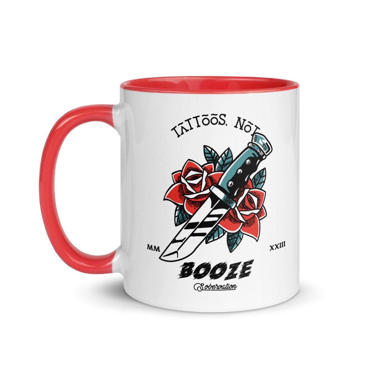 Rose Dagger Tattoo Mug - Stylish Sober Strength Coffee Cup for Recovery, AA Meetings & Sober Living - Perfect Gift for Alcohol-Free Lifestyle