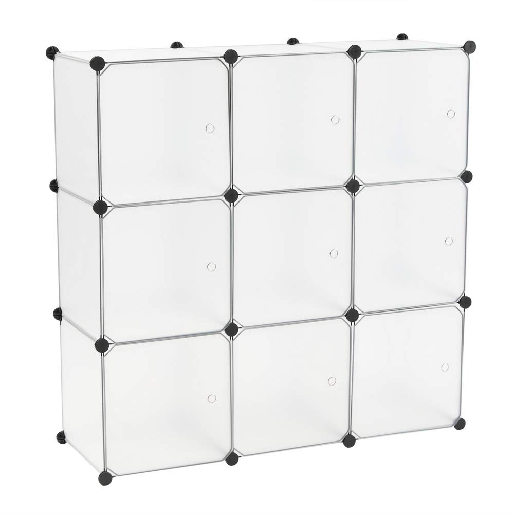9-Cube Closet Organizer with Doors - White Storage Shelves for Bedroom, Living Room & Office - DIY Cube Storage Cabinet for Clothes, Toys & Home Organization
