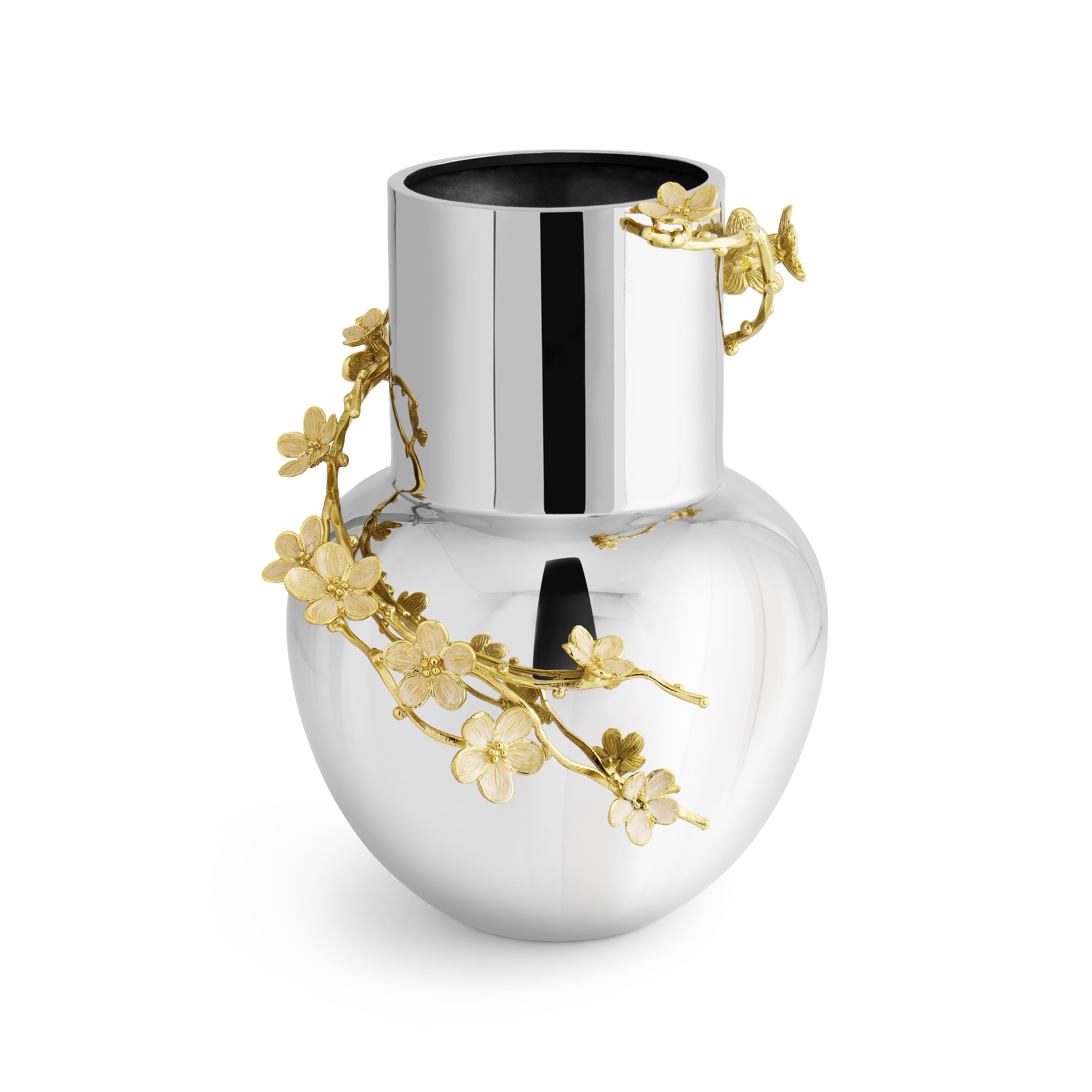Elegant Silver Cherry Blossom Vase - Handcrafted Floral Decor for Home, Wedding & Spring Table Centerpiece