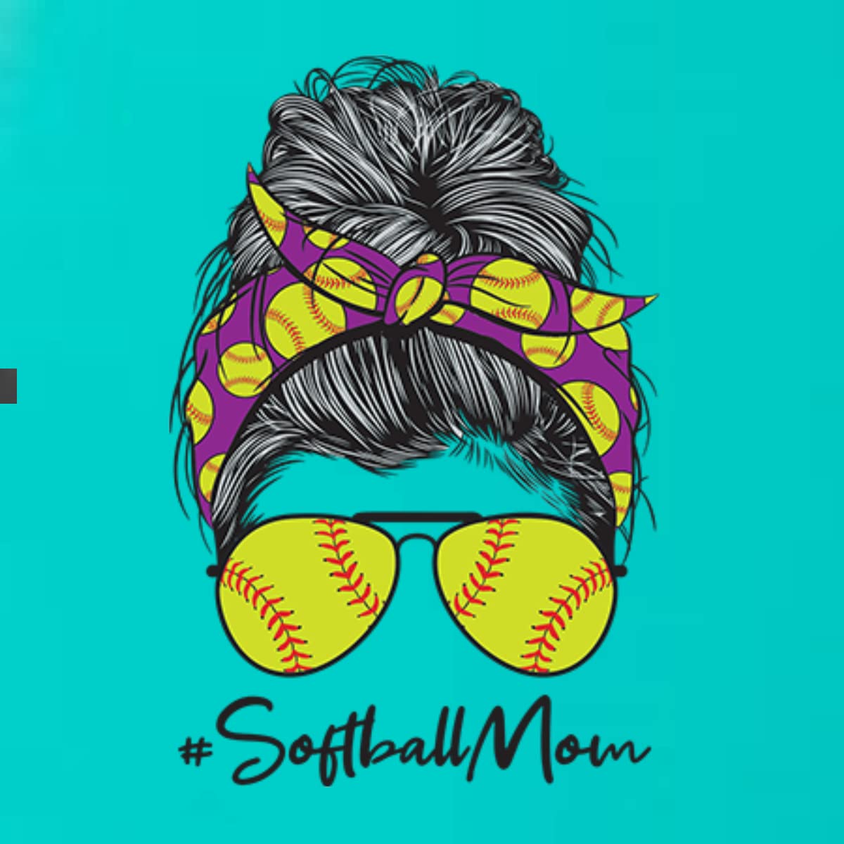 Messy Bun Softball Mom T-Shirt - Women's Slim Fit Junior Tee for Game Day, Sports Lovers & Mother's Day Gifts - Perfect for Baseball Games, Team Moms & Casual Wear