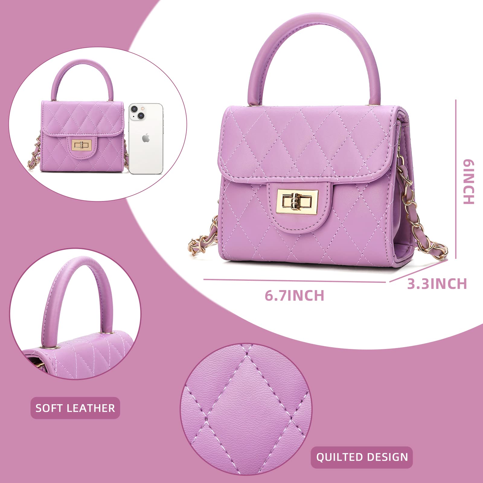 **Adorable Little Girl Purse for Toddlers - Kids Handbag with Adjustable Strap, Purple - Perfect for Birthday Gifts, Dress-Up Play & Special Occasions**