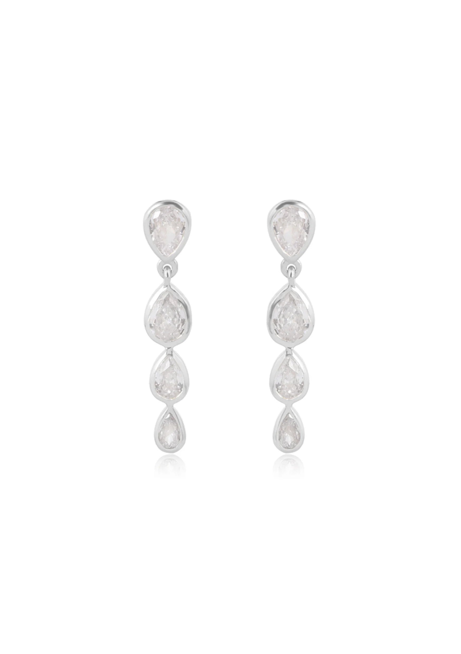 Lola Knight Genevieve Sterling Silver Cubic Zirconia Drop Earrings for Women | Elegant Dangle Earrings for Wedding, Party & Evening Wear