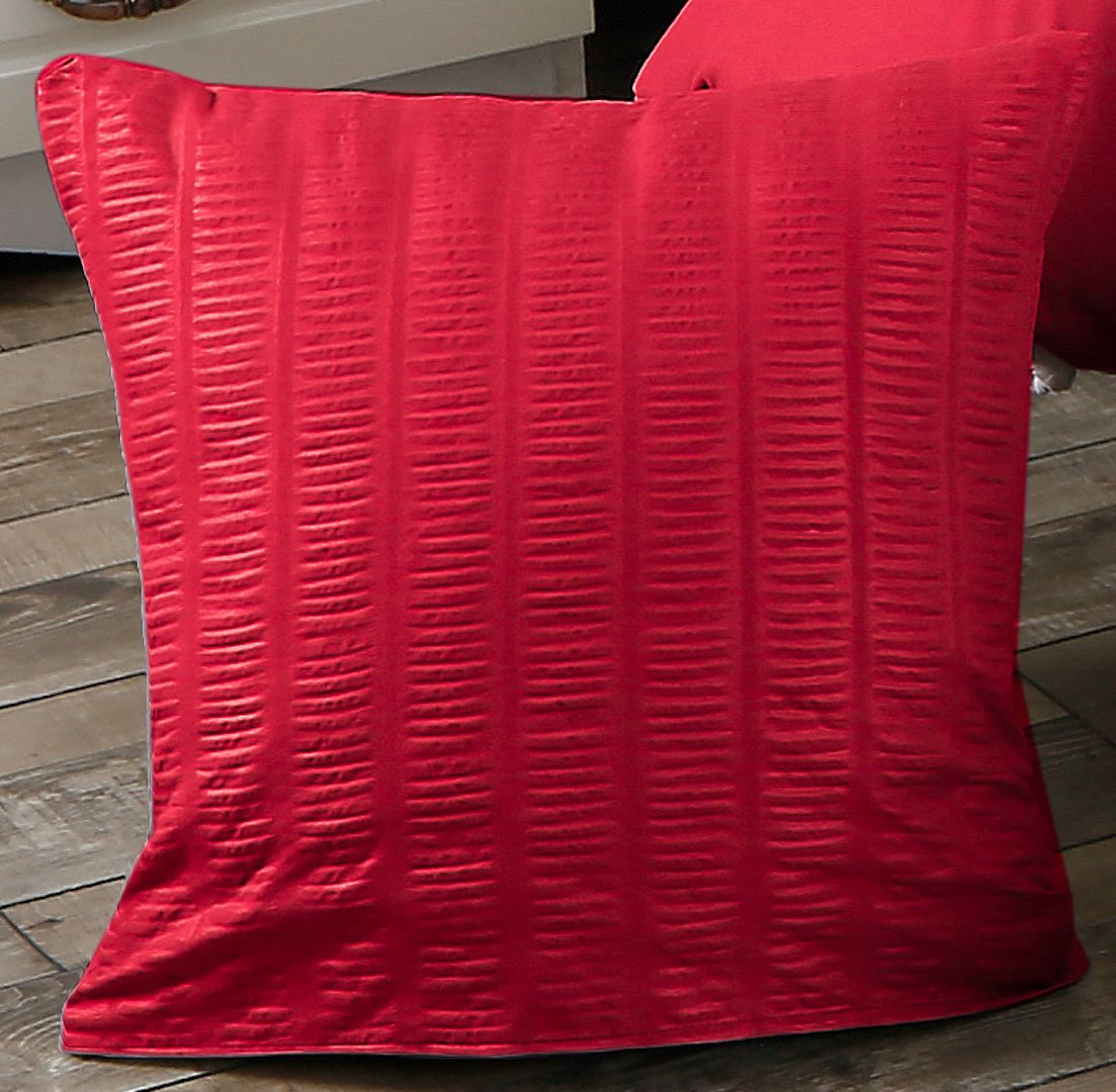1000TC Premium Ultra Soft Seersucker Cushion Covers 2-Pack - Red | Luxury Sofa & Bed Pillow Protectors for Living Room & Bedroom Decor