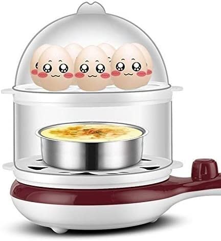 ADAPEY 3-in-1 Electric Food Steamer - Egg Cooker, Boiler & Fryer for Up to 14 Eggs | Double Layer Kitchen Appliance | Perfect for Breakfast Meal Prep & Healthy Cooking