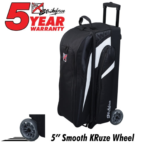 KR Strikeforce Cruiser Black Triple Roller Bag - Durable Travel Luggage for Business Trips, Vacations & Sports Equipment | Carry-On Size with Smooth Wheels & Spacious Compartments