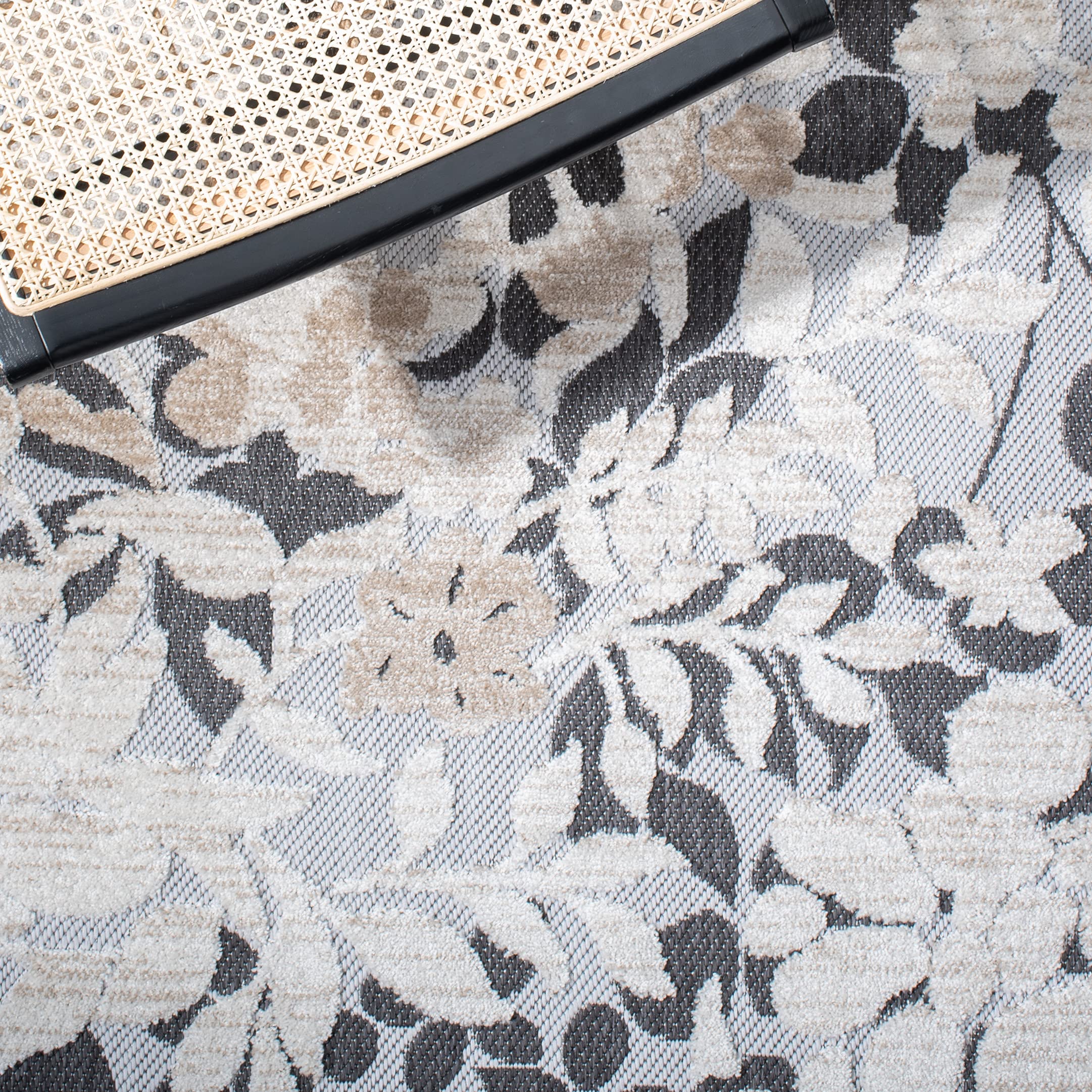 SAFAVIEH Cabana Collection 8' x 10' Ivory & Charcoal Area Rug - Non-Shedding, Easy Care, Stain Resistant for High Traffic Areas - Perfect for Living Room, Bedroom, Dining Room Decor (CBN672A) | Boho Chic Home Design & Cozy Interior Styling