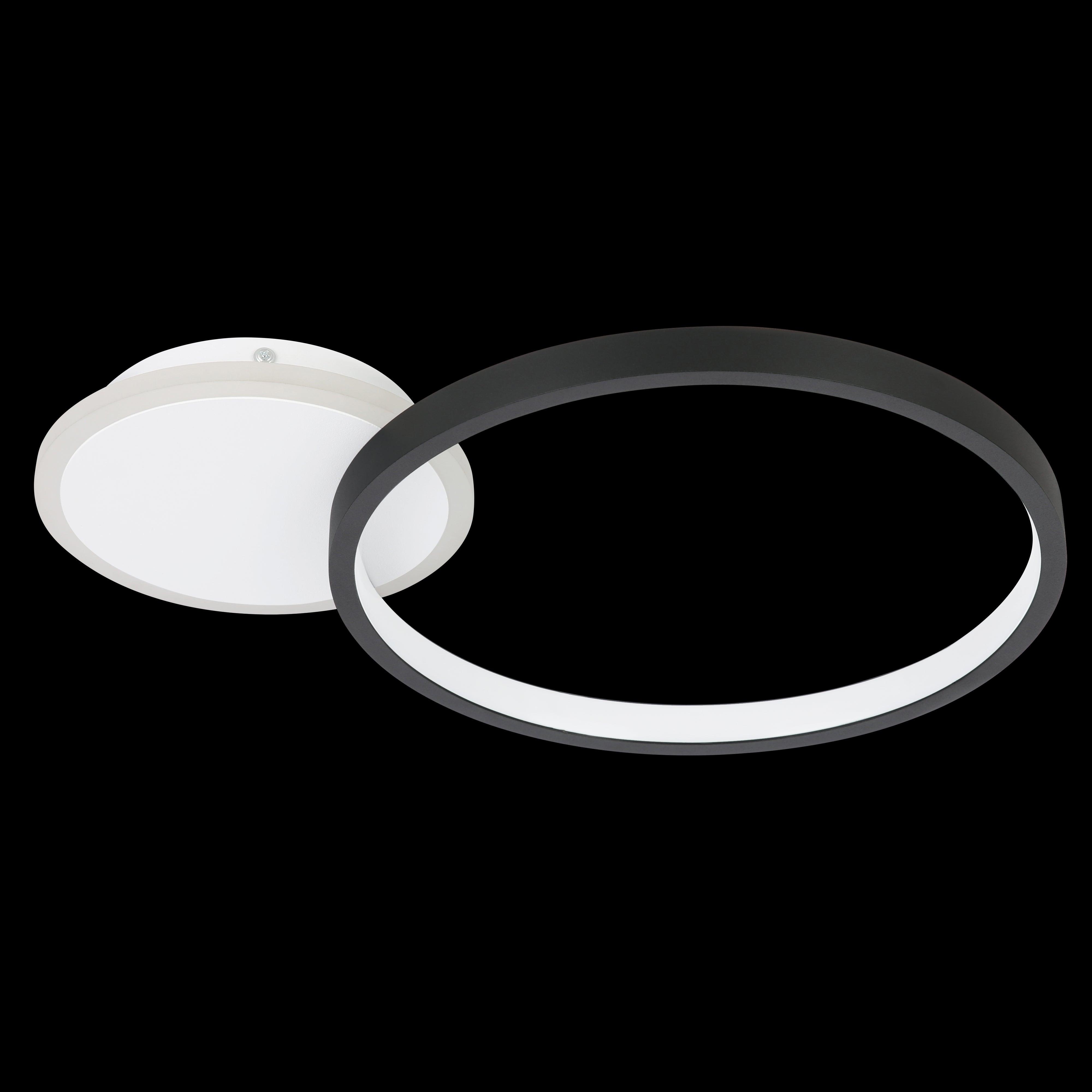 Eglo Gafares 24-inch Modern LED Flush Mount Ceiling Light - Black & White Circle Design with Remote Control - Perfect for Bedroom, Living Room, and Hallway Lighting